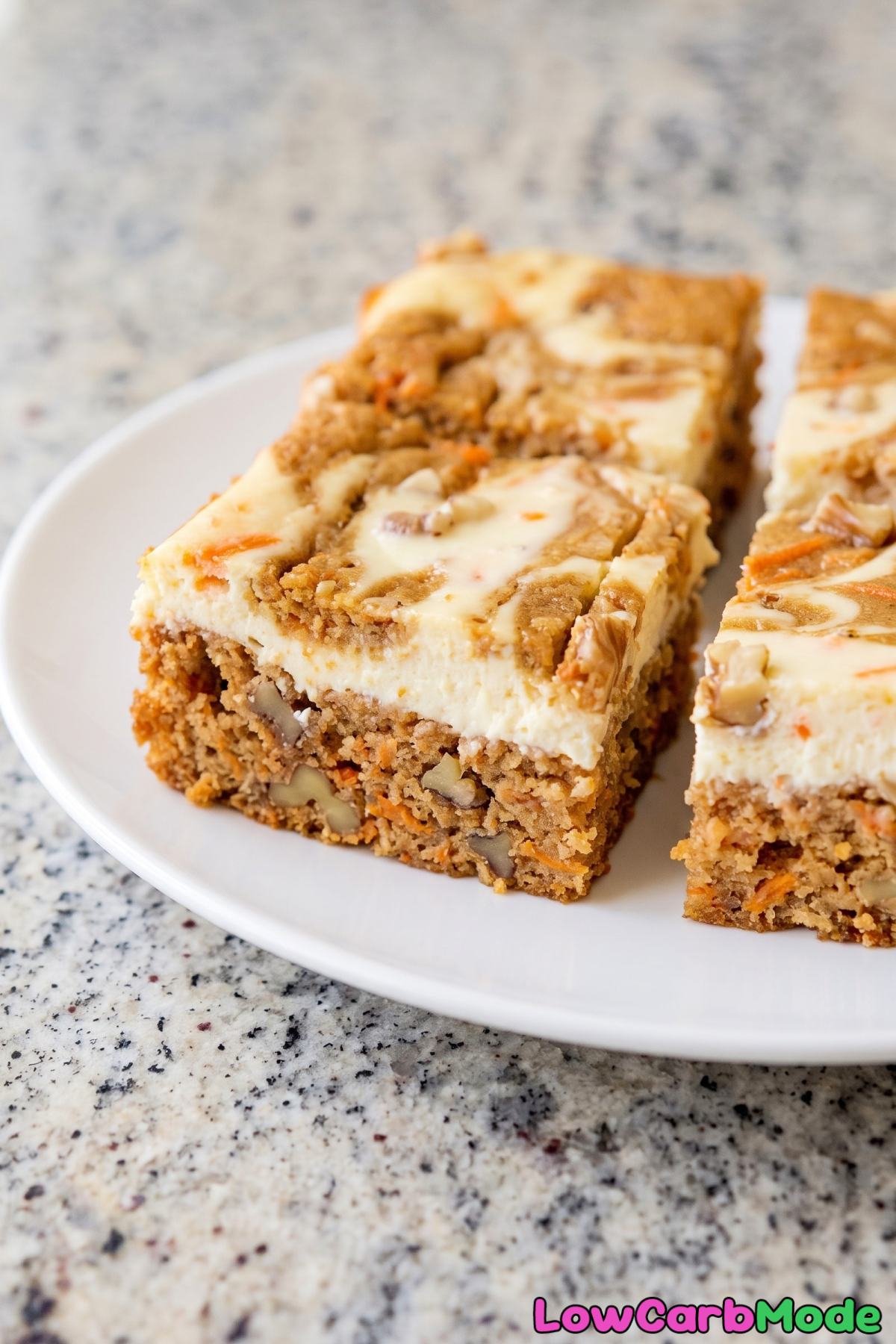 Keto carrot cake cheesecake bar close up