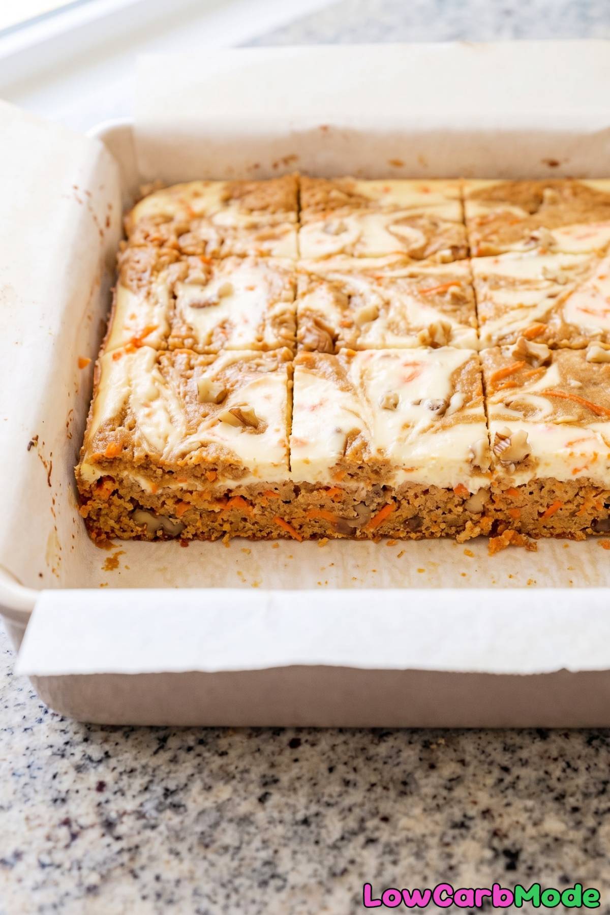 Low carb carrot cake cheesecake bars