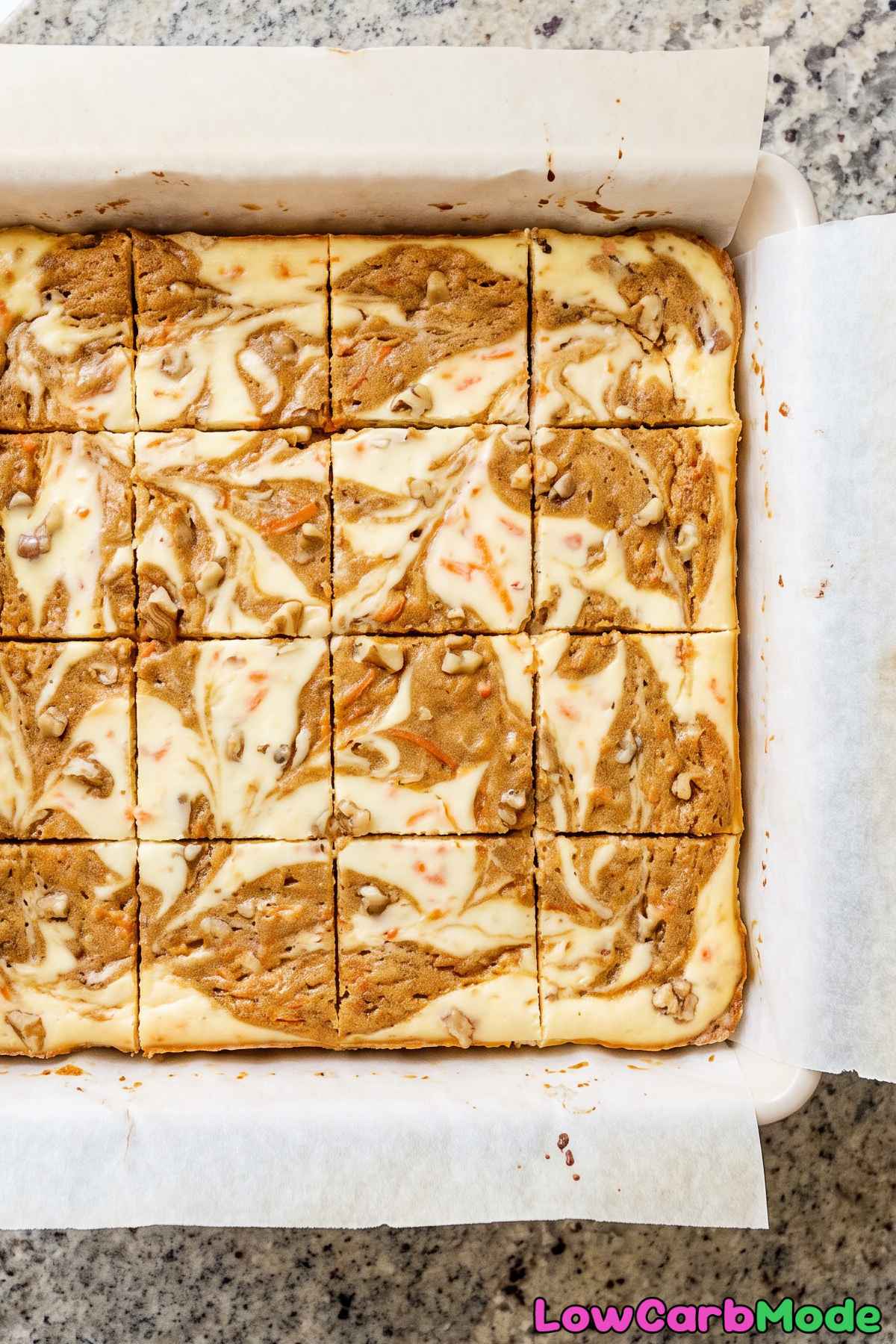 Slice of keto carrot cake cheesecake bar