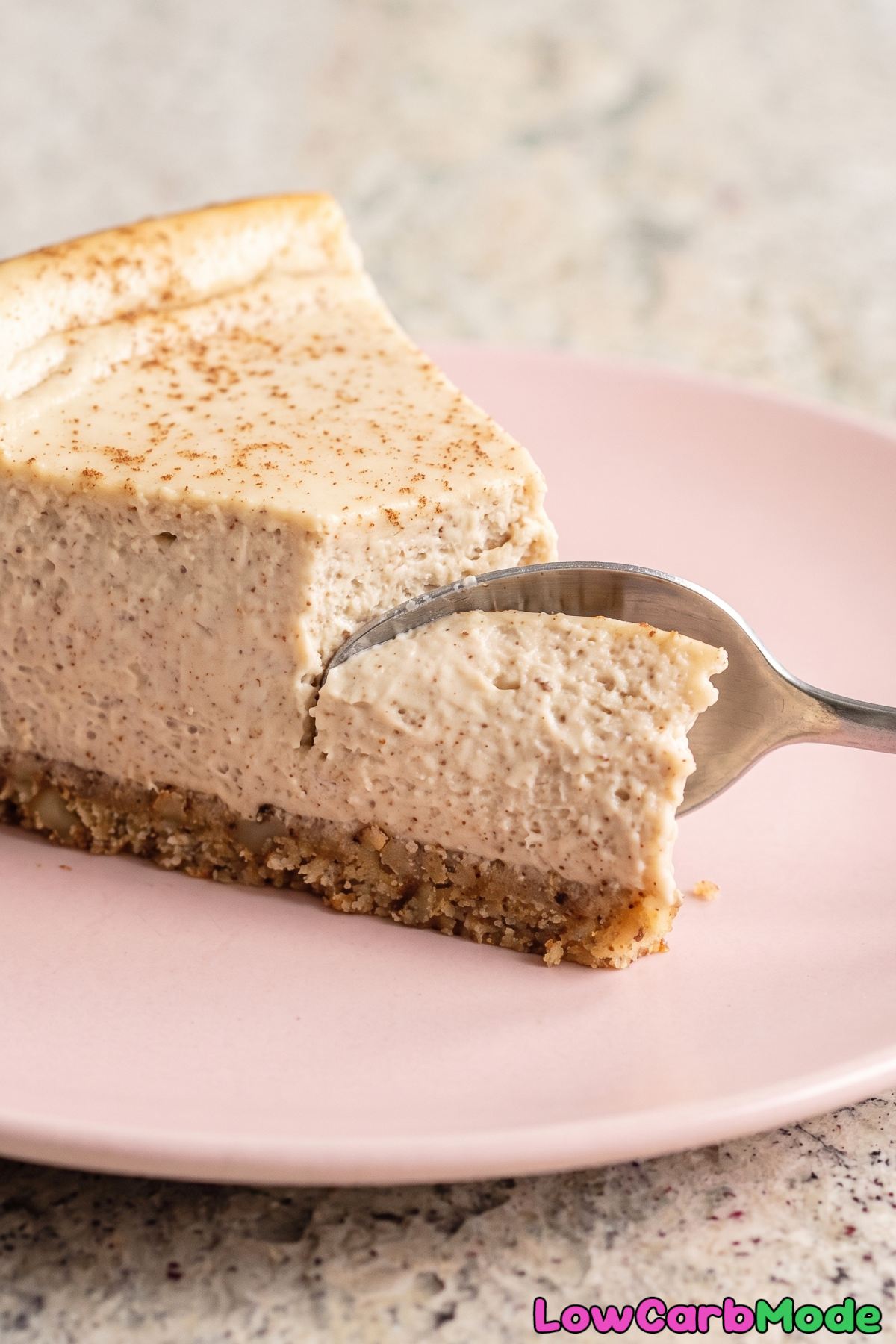 Sweet keto chai cheesecake slice
