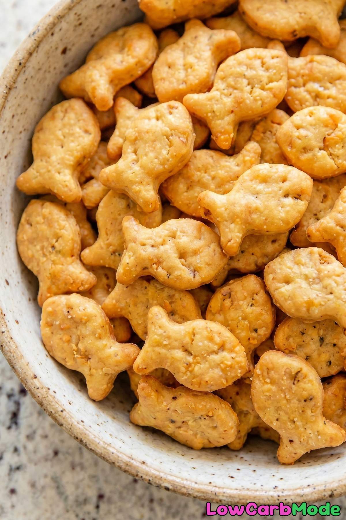 Homemade keto cheddar goldfish crackers