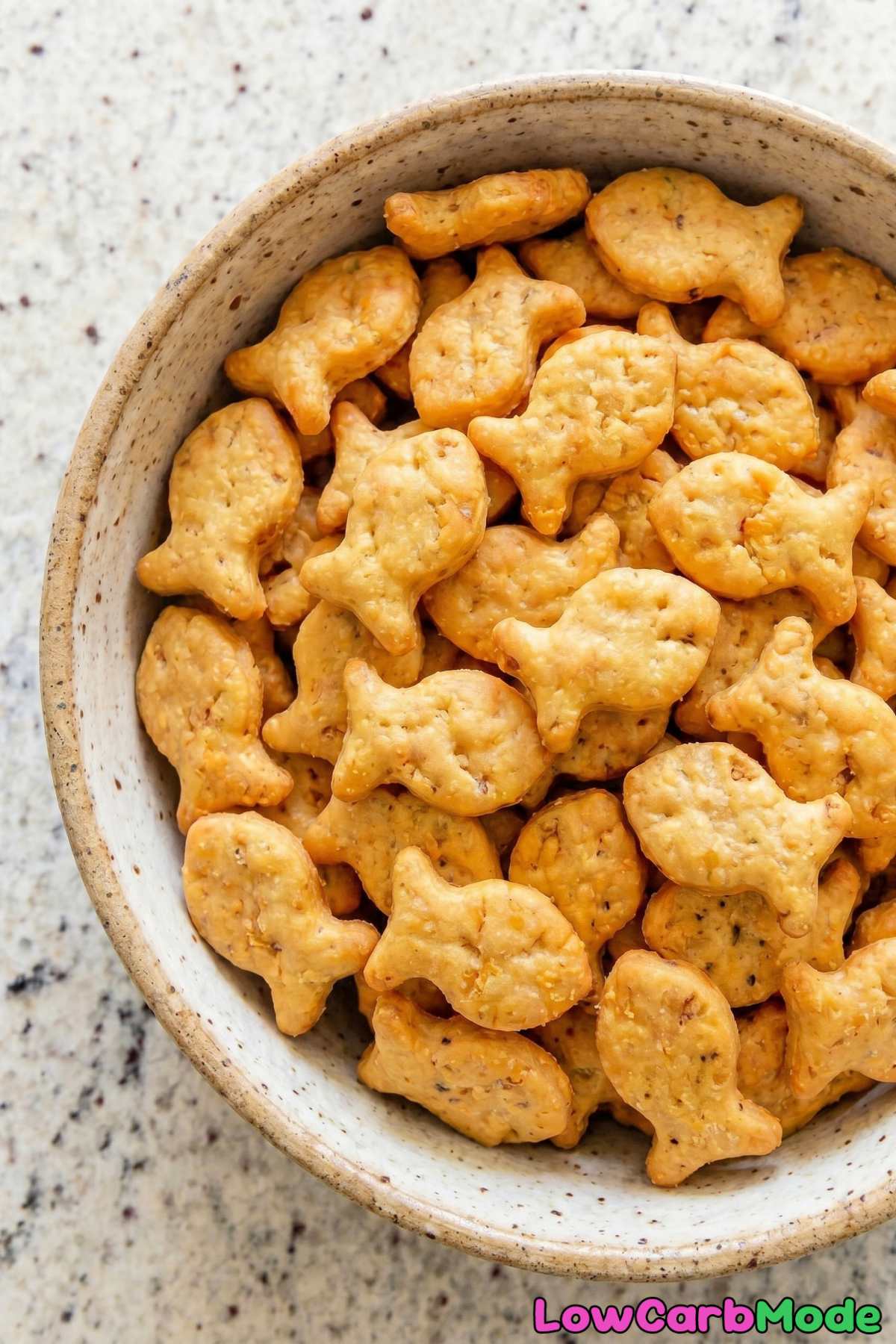 Crunchy keto cheddar goldfish crackers