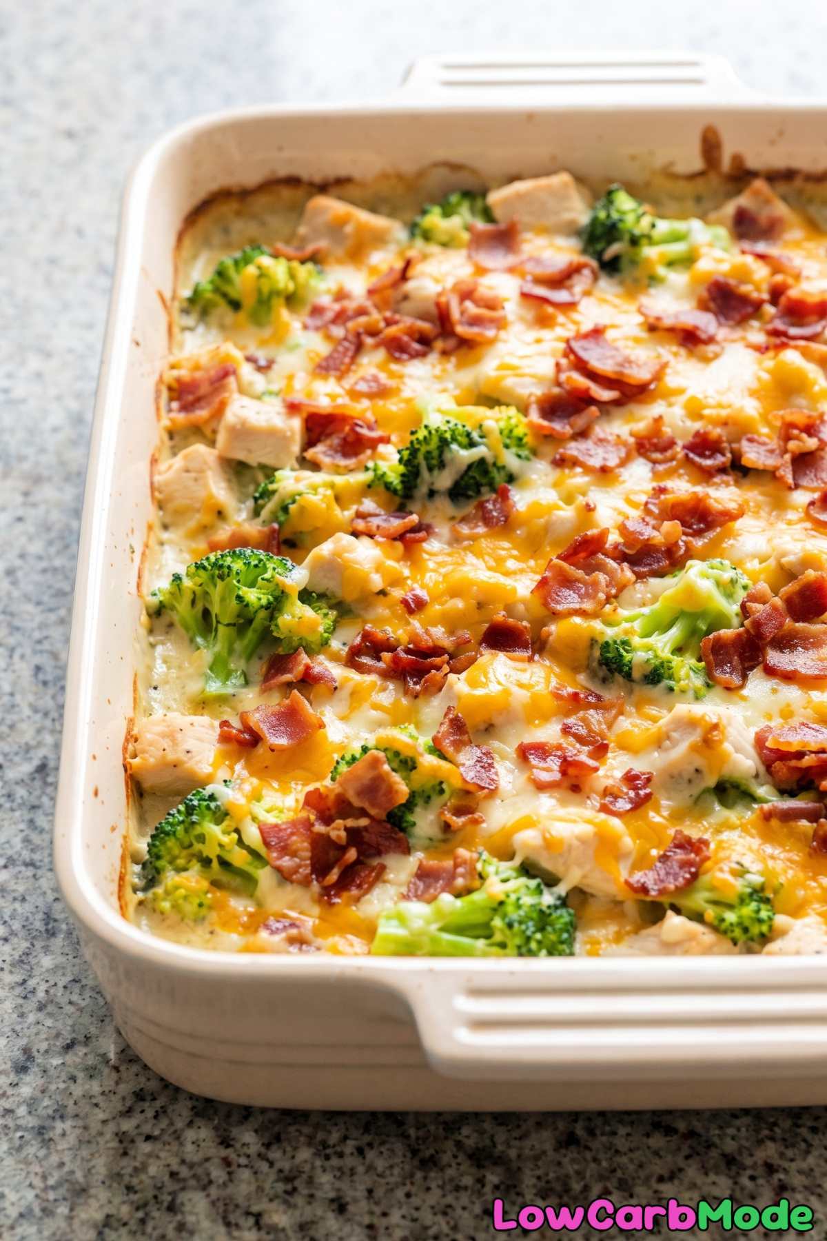 Savory cheesy broccoli chicken keto bake