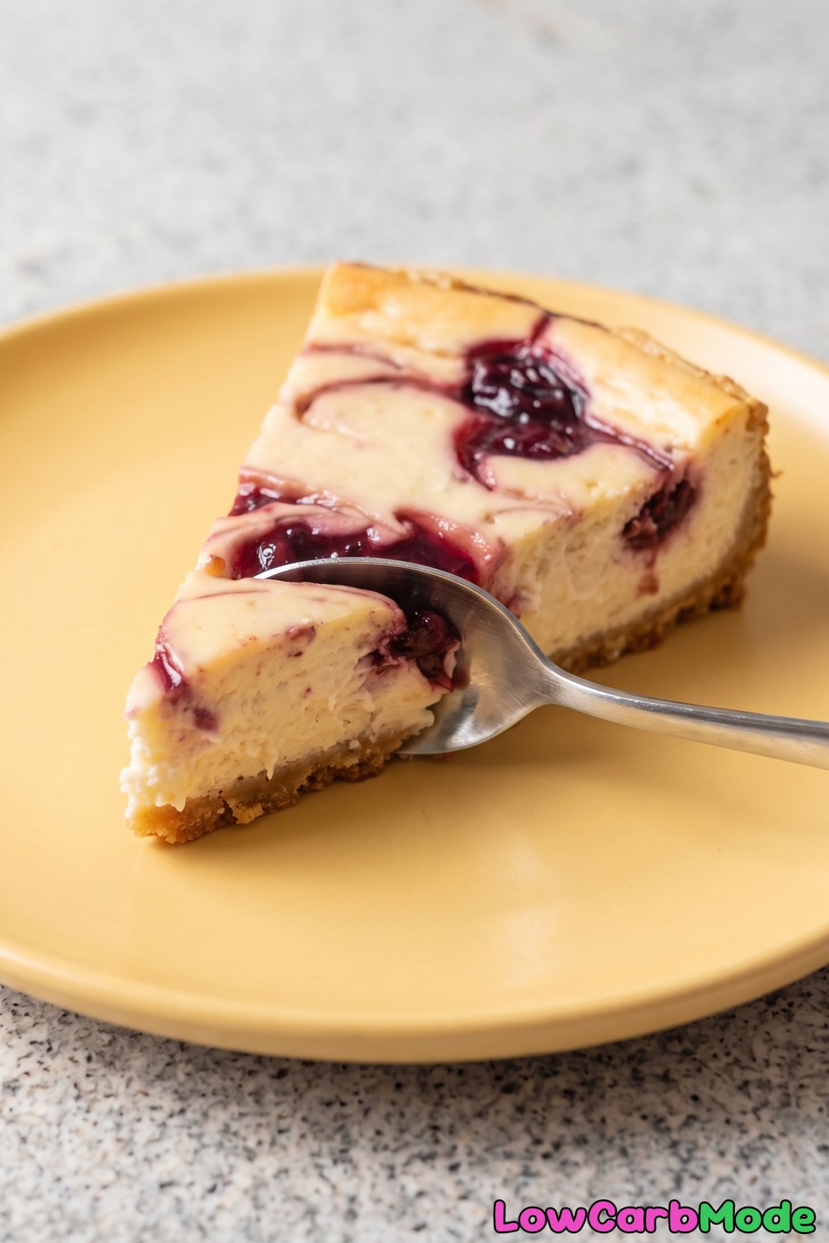 Keto almond cheesecake with cherries