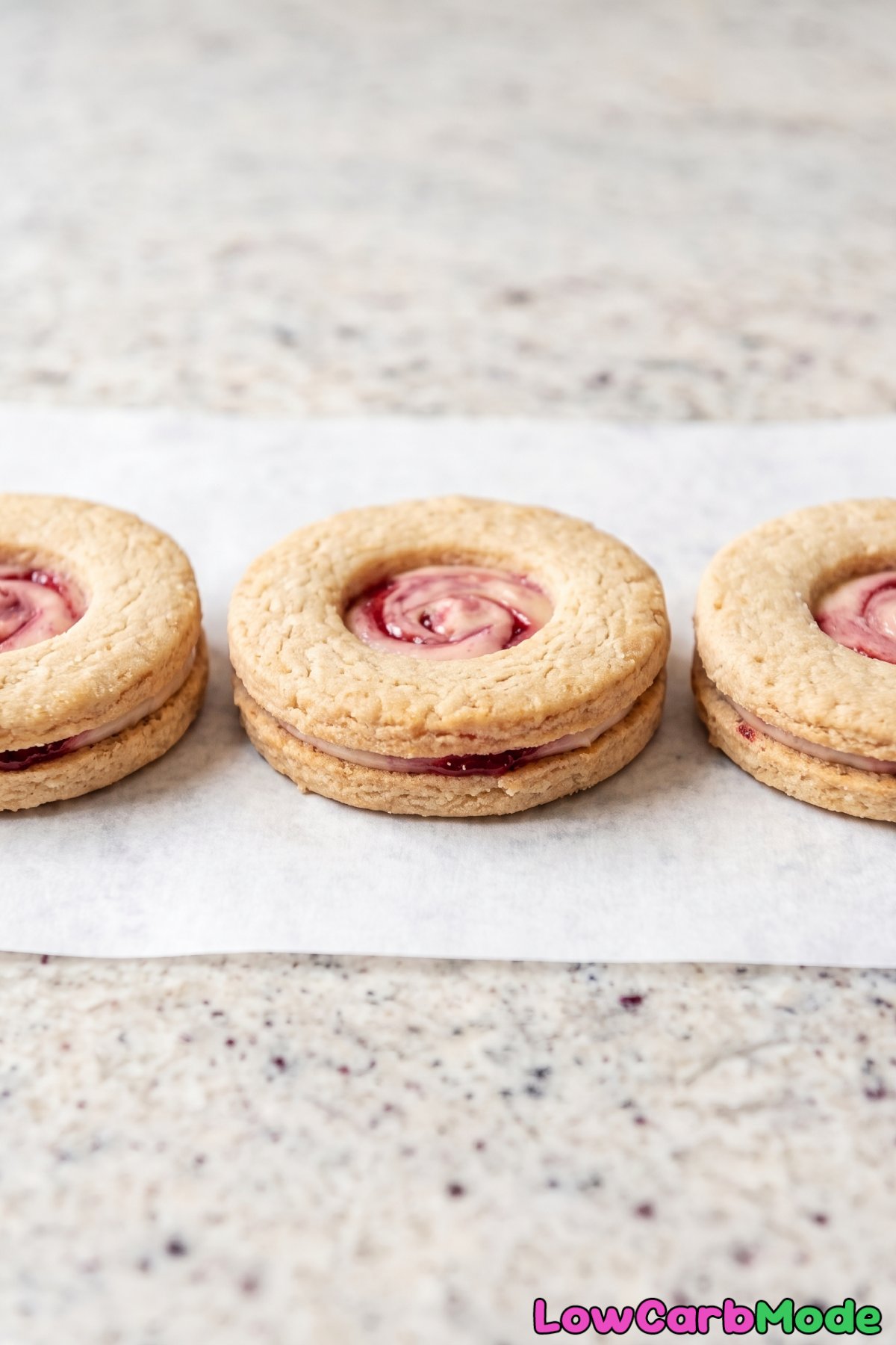 Homemade keto cherry linzer cookies