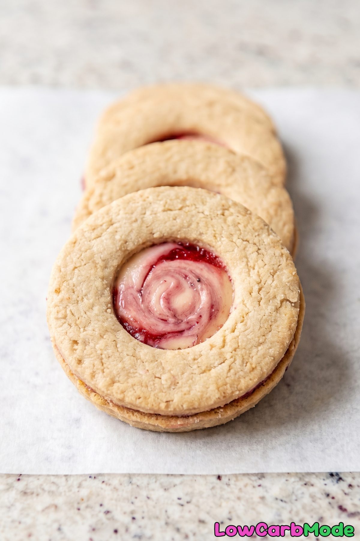Cherry filled keto linzer cookies