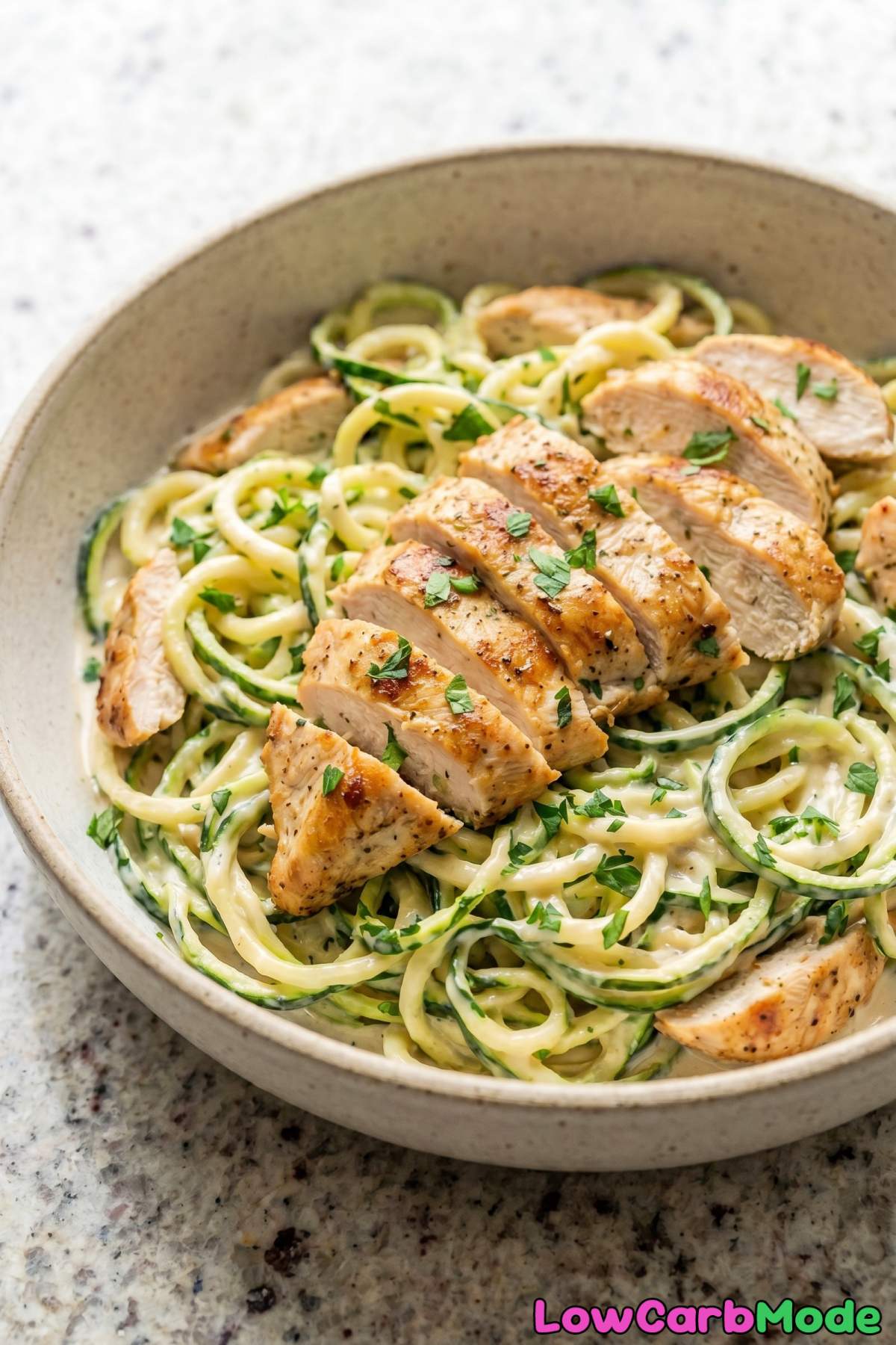Easy keto chicken alfredo with light zoodles