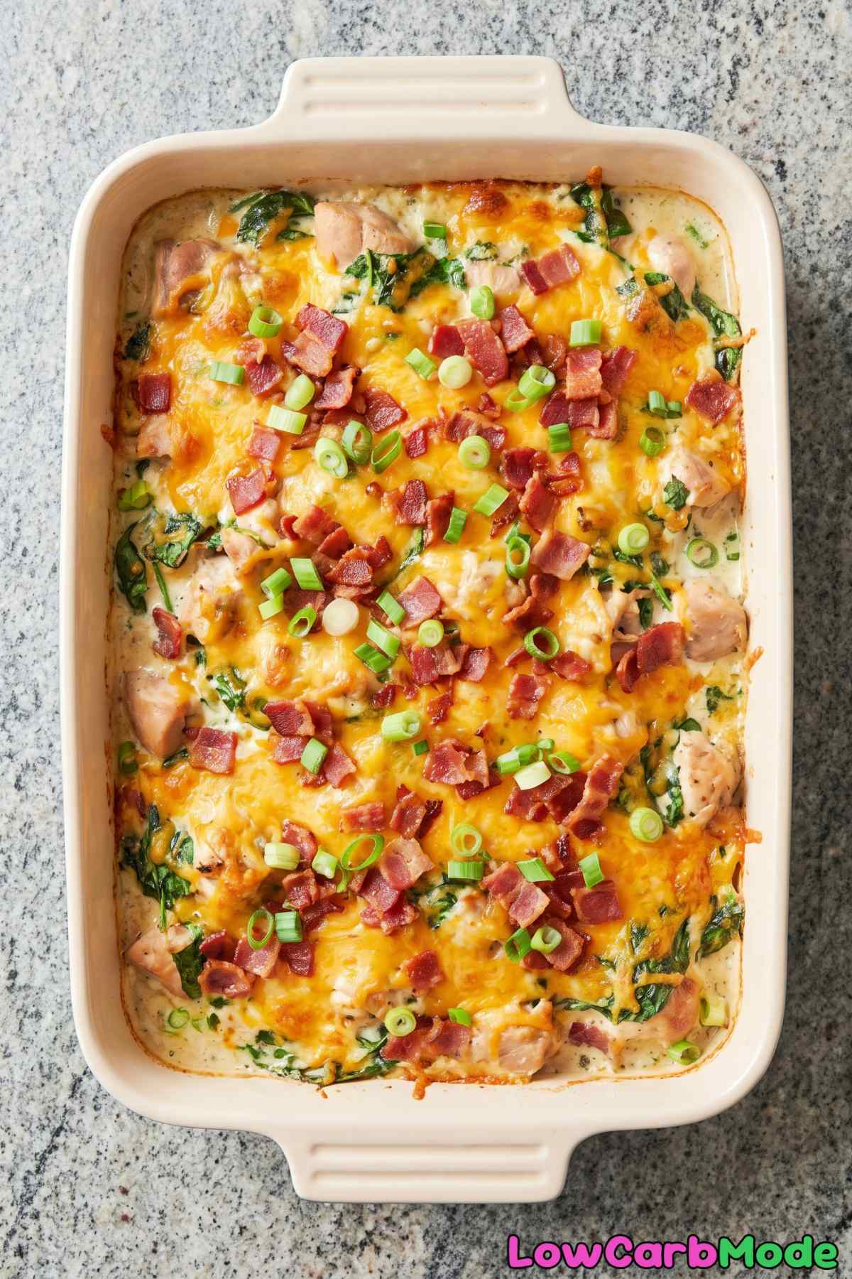 Creamy keto chicken bacon ranch bake