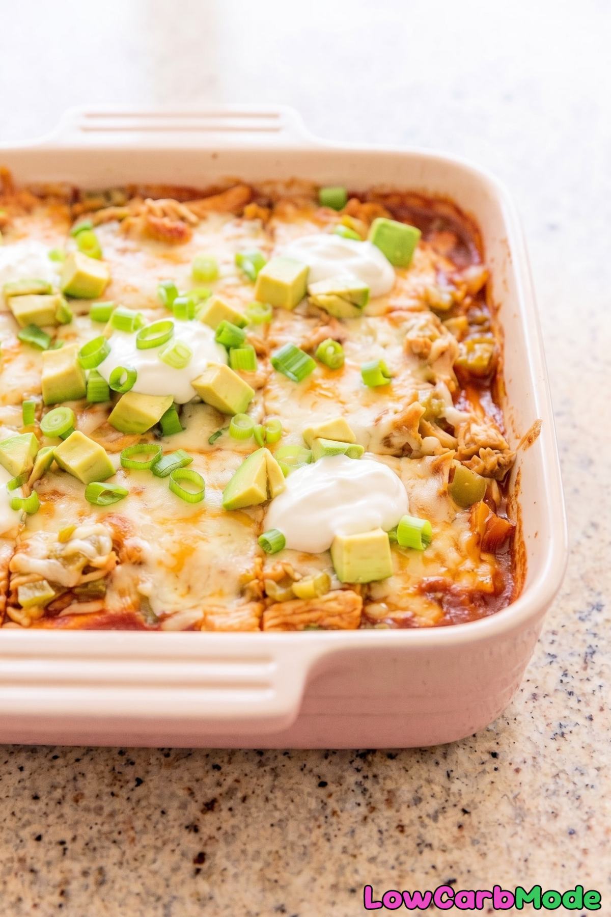 Cheesy low carb chicken enchilada bake