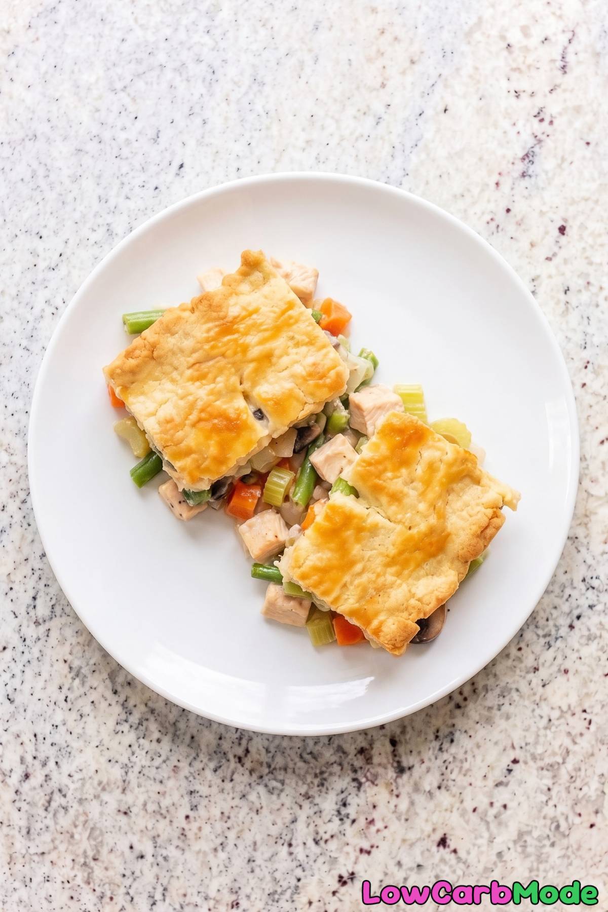 Bubbly keto chicken pot pie dish