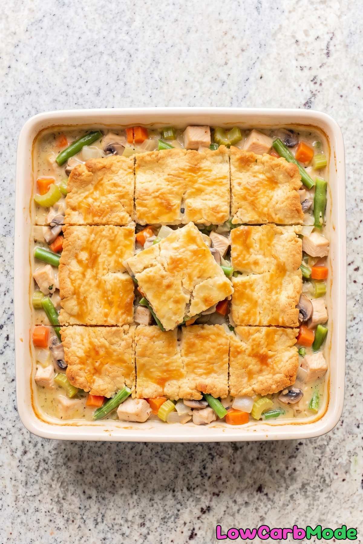 Warm low carb chicken pot pie bake