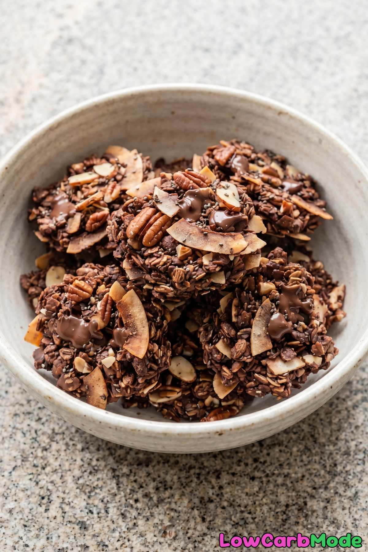 Irresistible keto chocolate coconut granola clusters