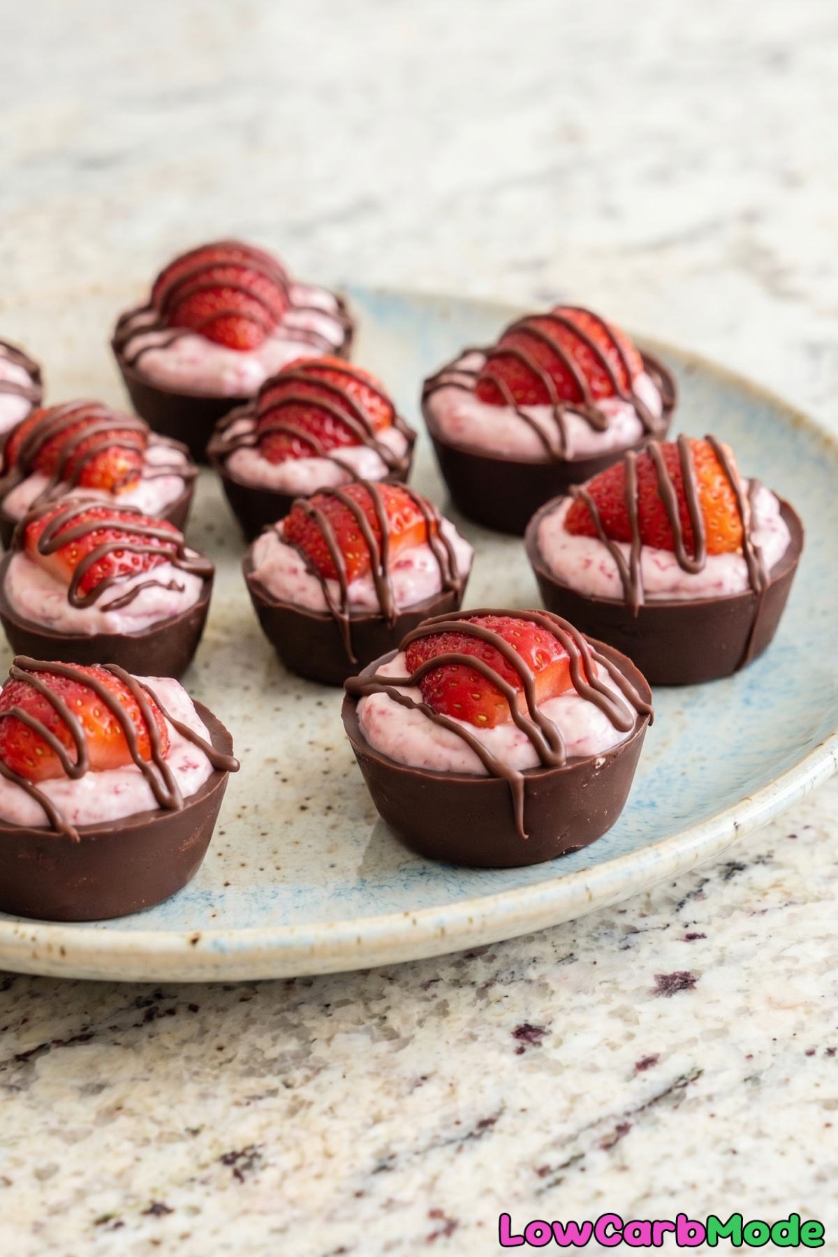 Sweet keto chocolate covered strawberry cups
