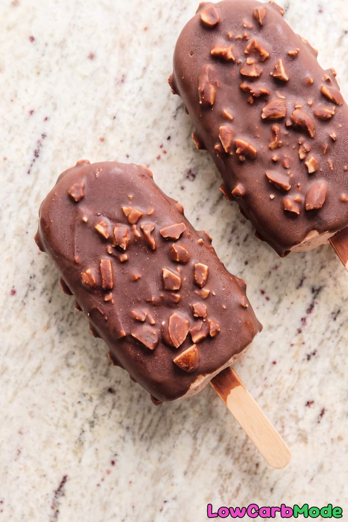 Chilled keto ice cream bar with chocolate