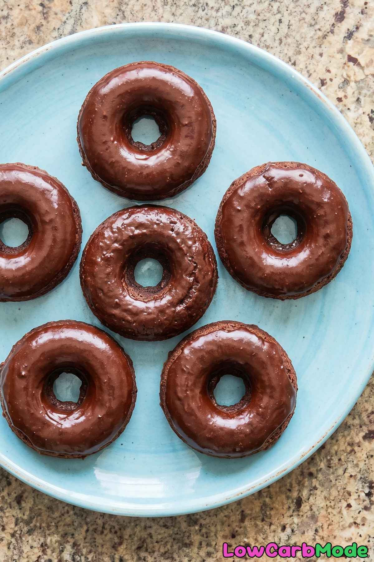 Fudgy keto chocolate donuts with glaze