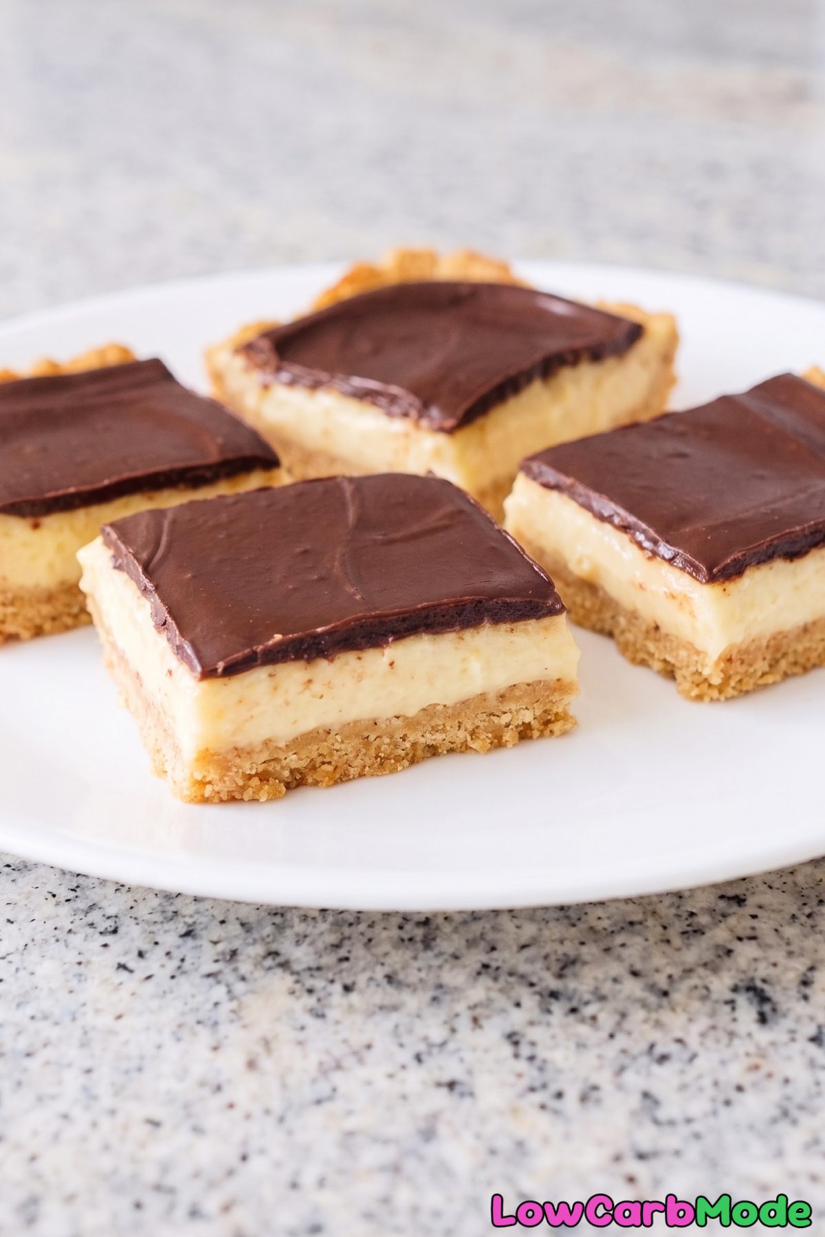 Layered low carb chocolate eclair bars