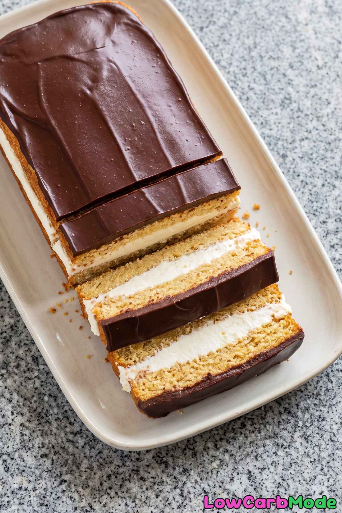 Rich keto eclair cake with chocolate