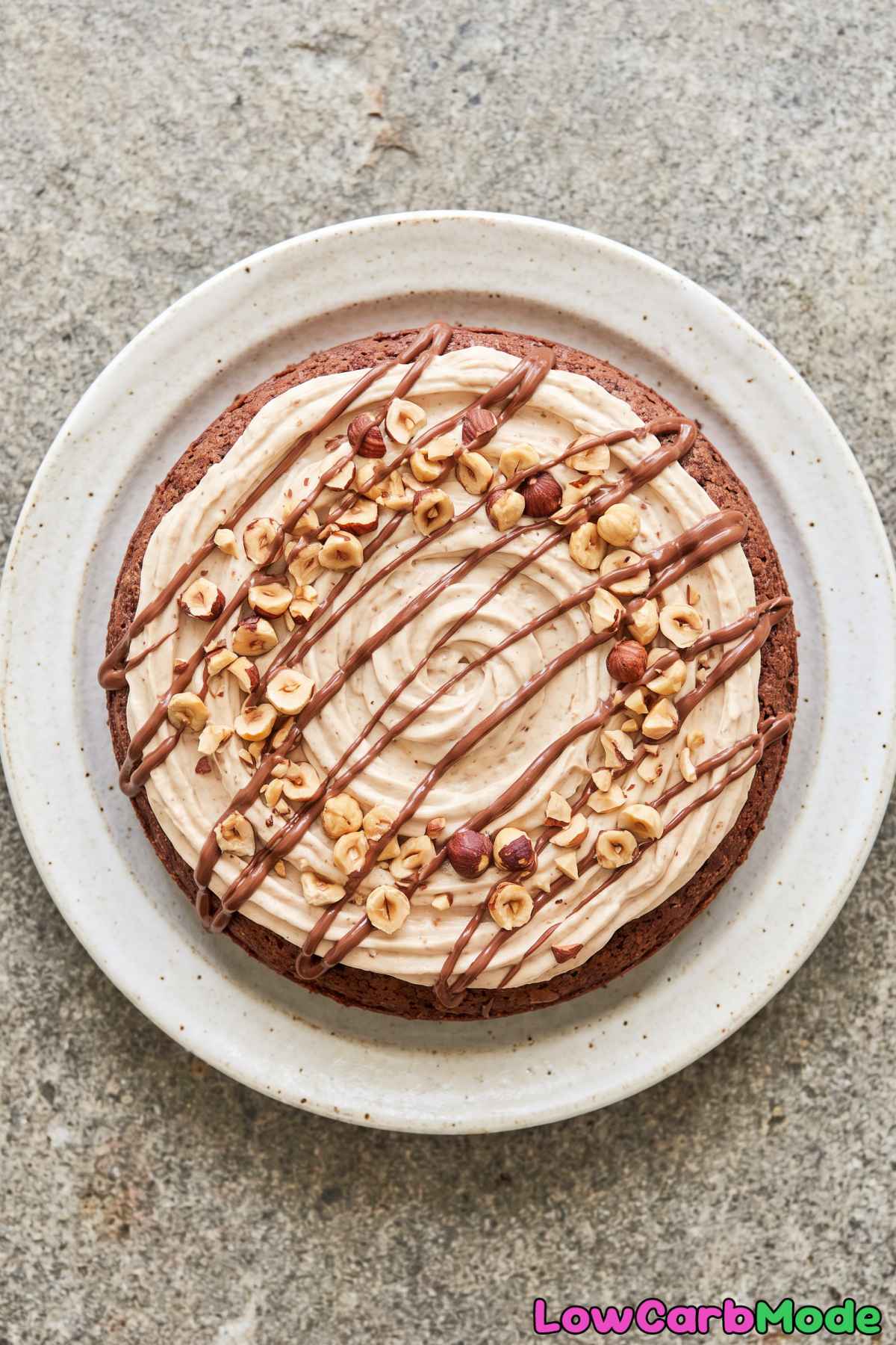 Slice of keto hazelnut chocolate cake
