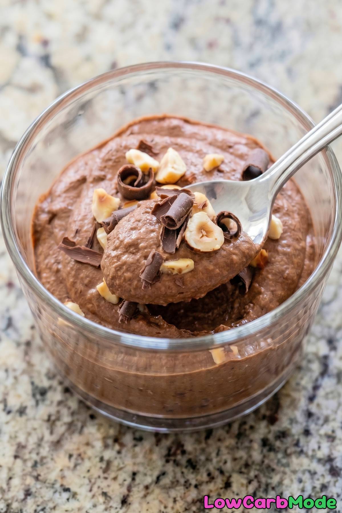 Velvety keto chocolate hazelnut mousse