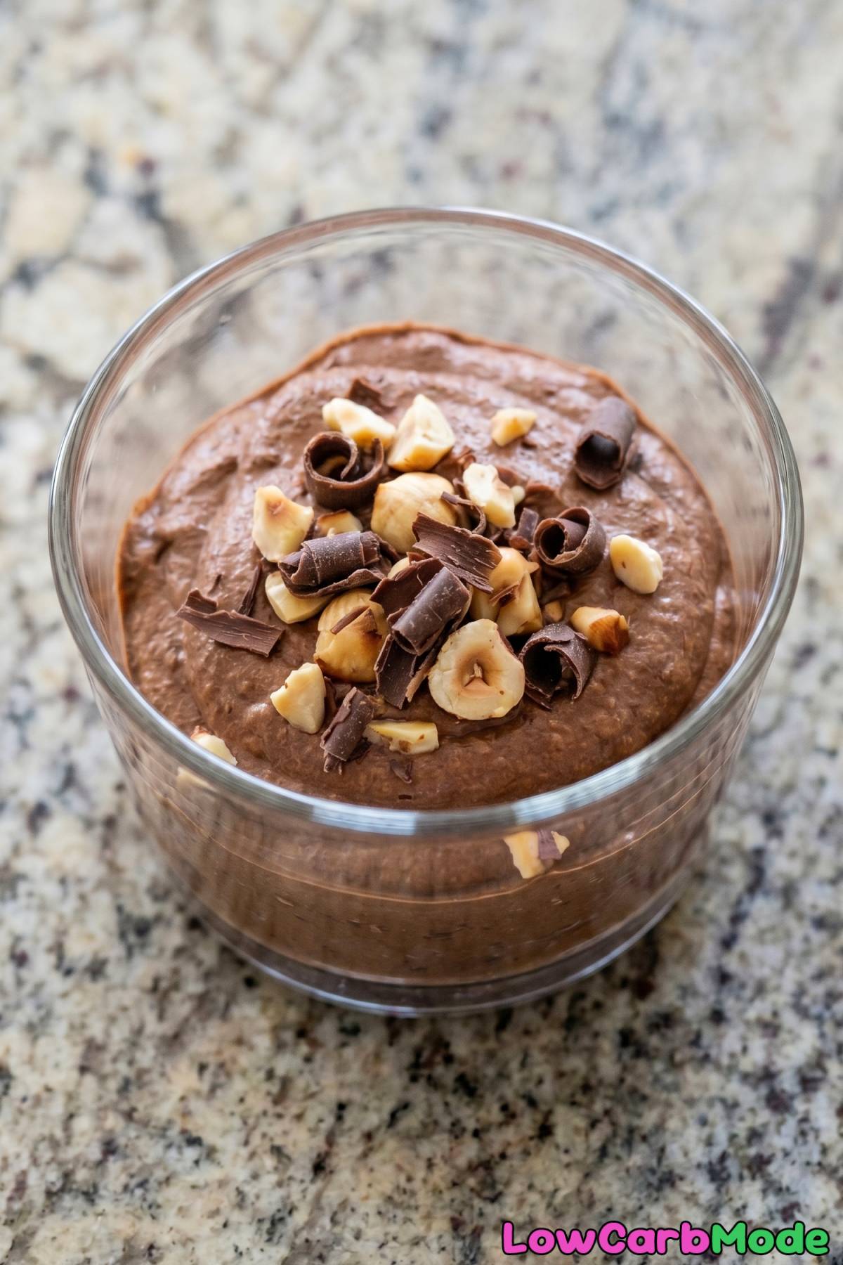 Smooth keto chocolate hazelnut mousse