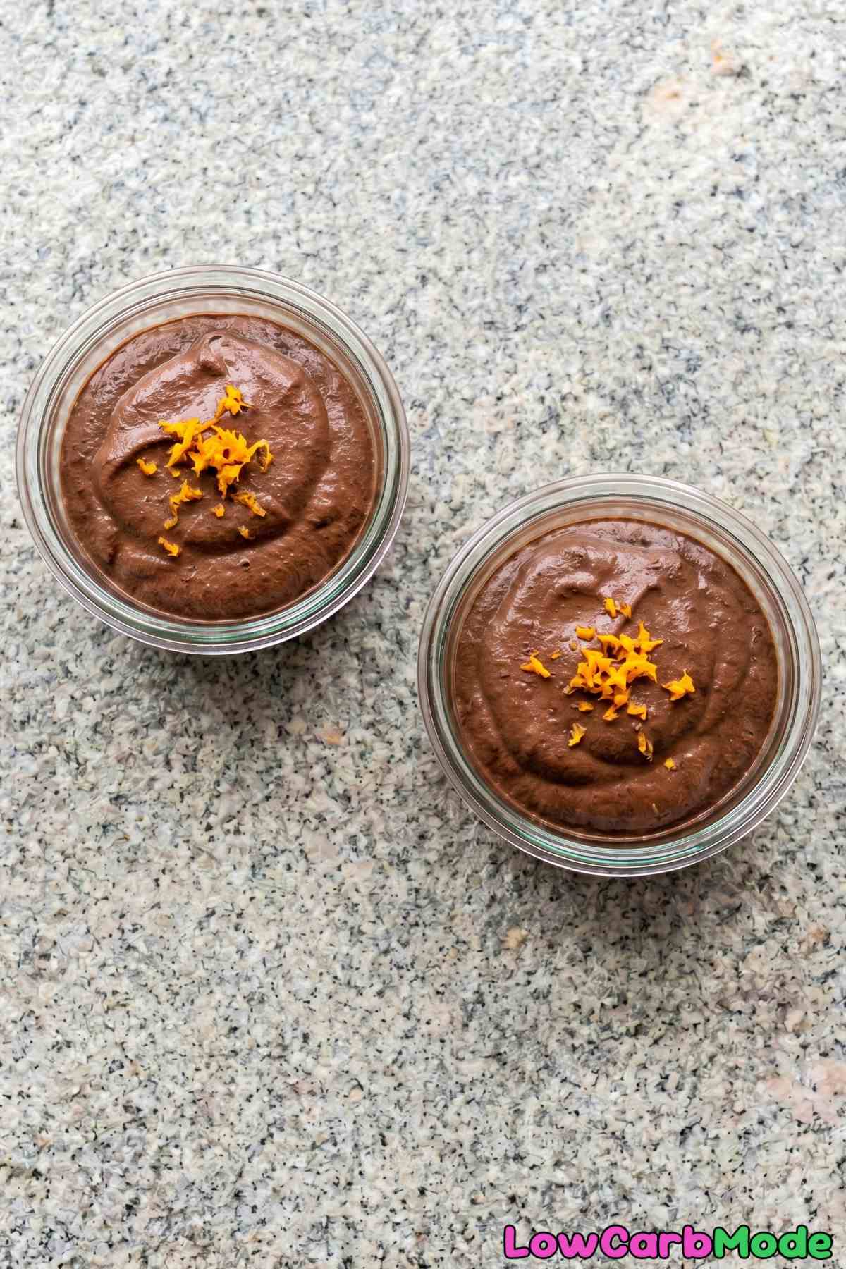 Rich chocolate orange mousse in a glass