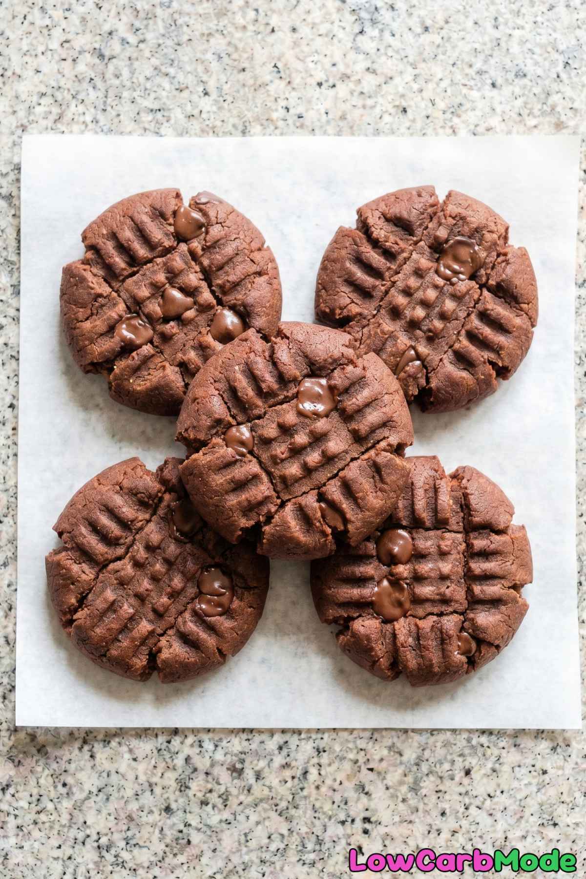 Indulgent keto chocolate peanut butter cookies