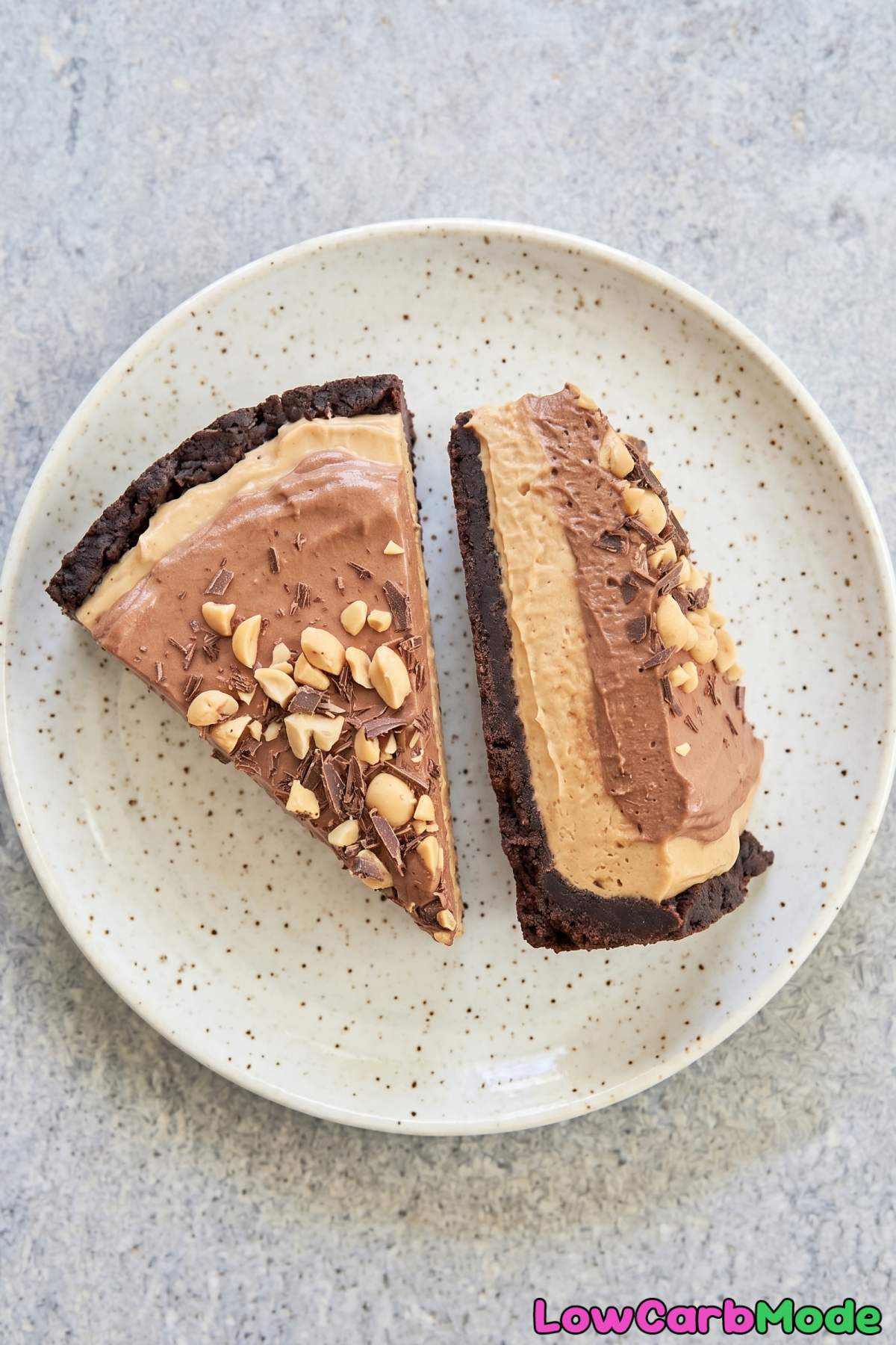 Velvety keto chocolate peanut butter mousse cake
