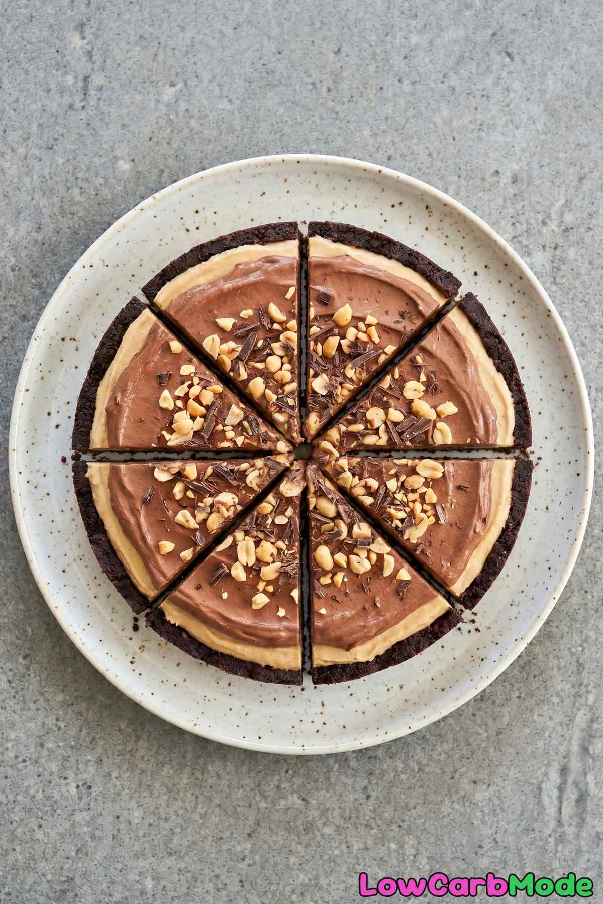 Luscious keto chocolate peanut butter mousse cake