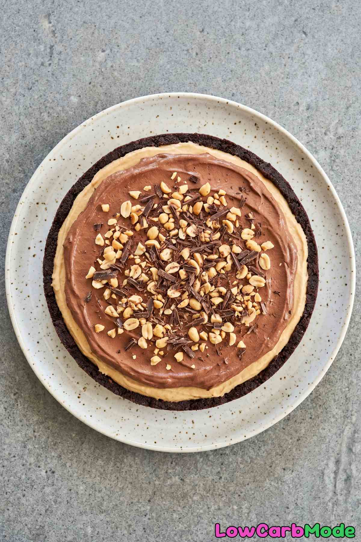 Irresistible keto chocolate peanut butter mousse cake