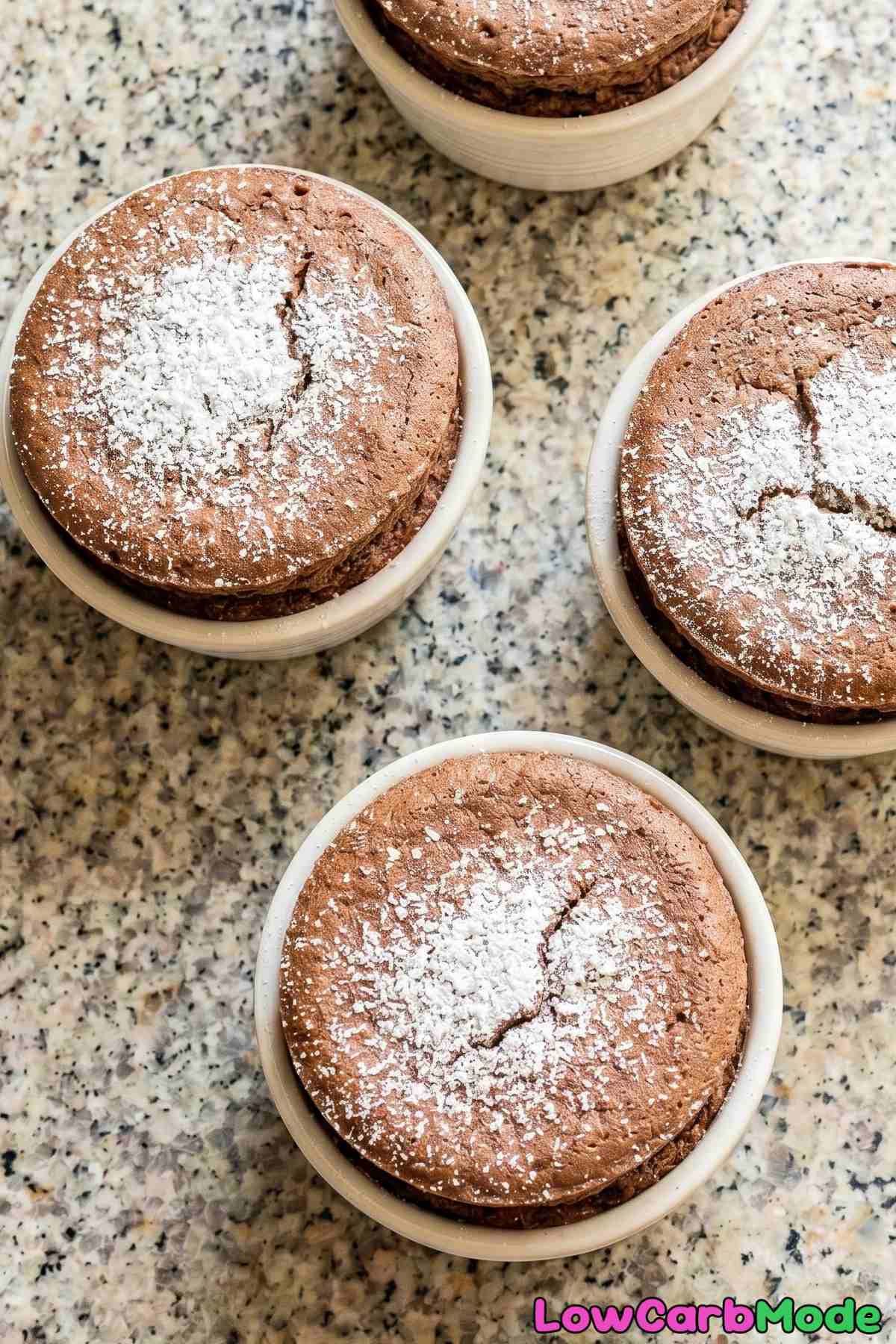 Indulgent keto chocolate souffle serving