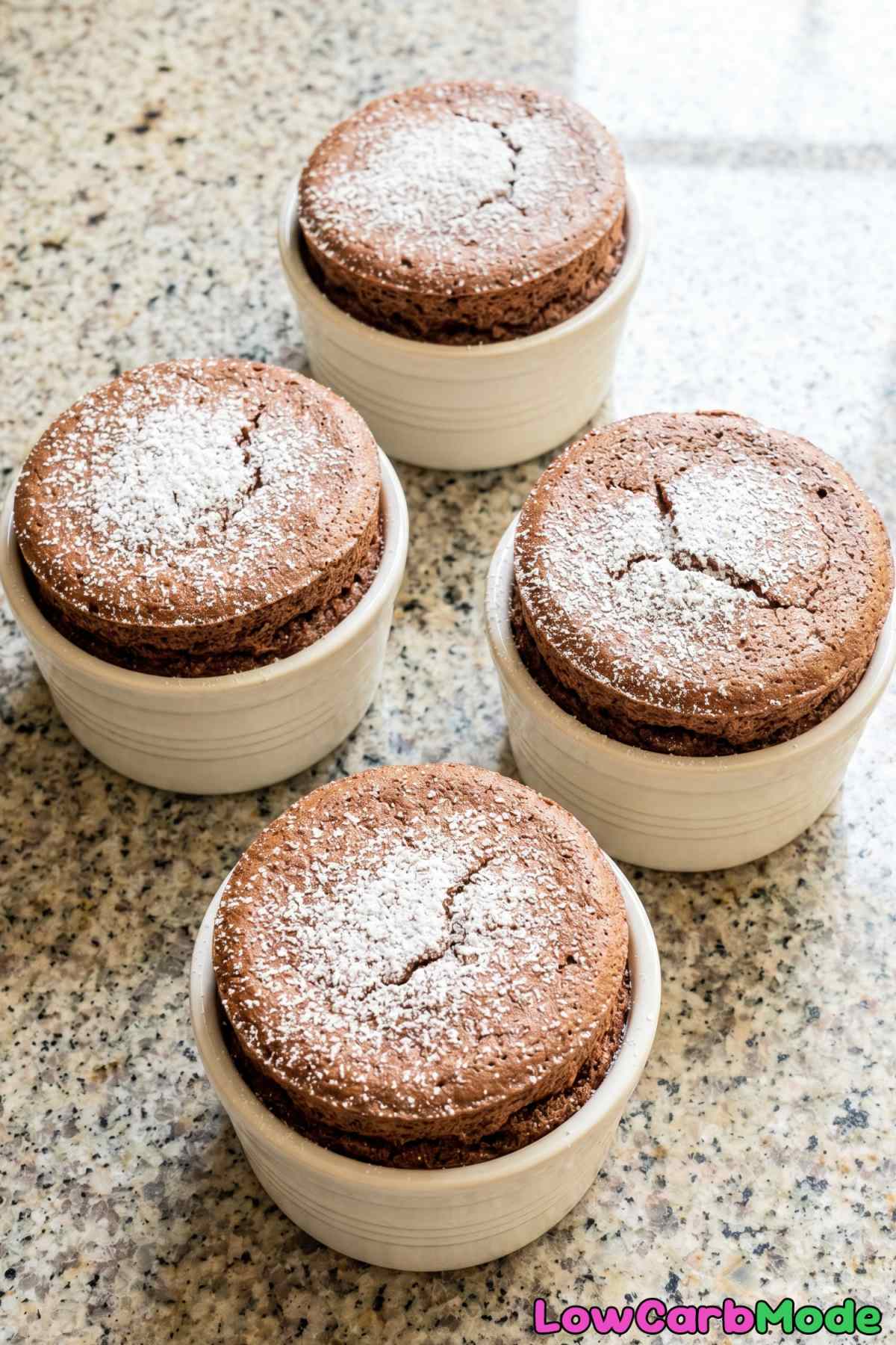 Homemade keto chocolate souffle dessert