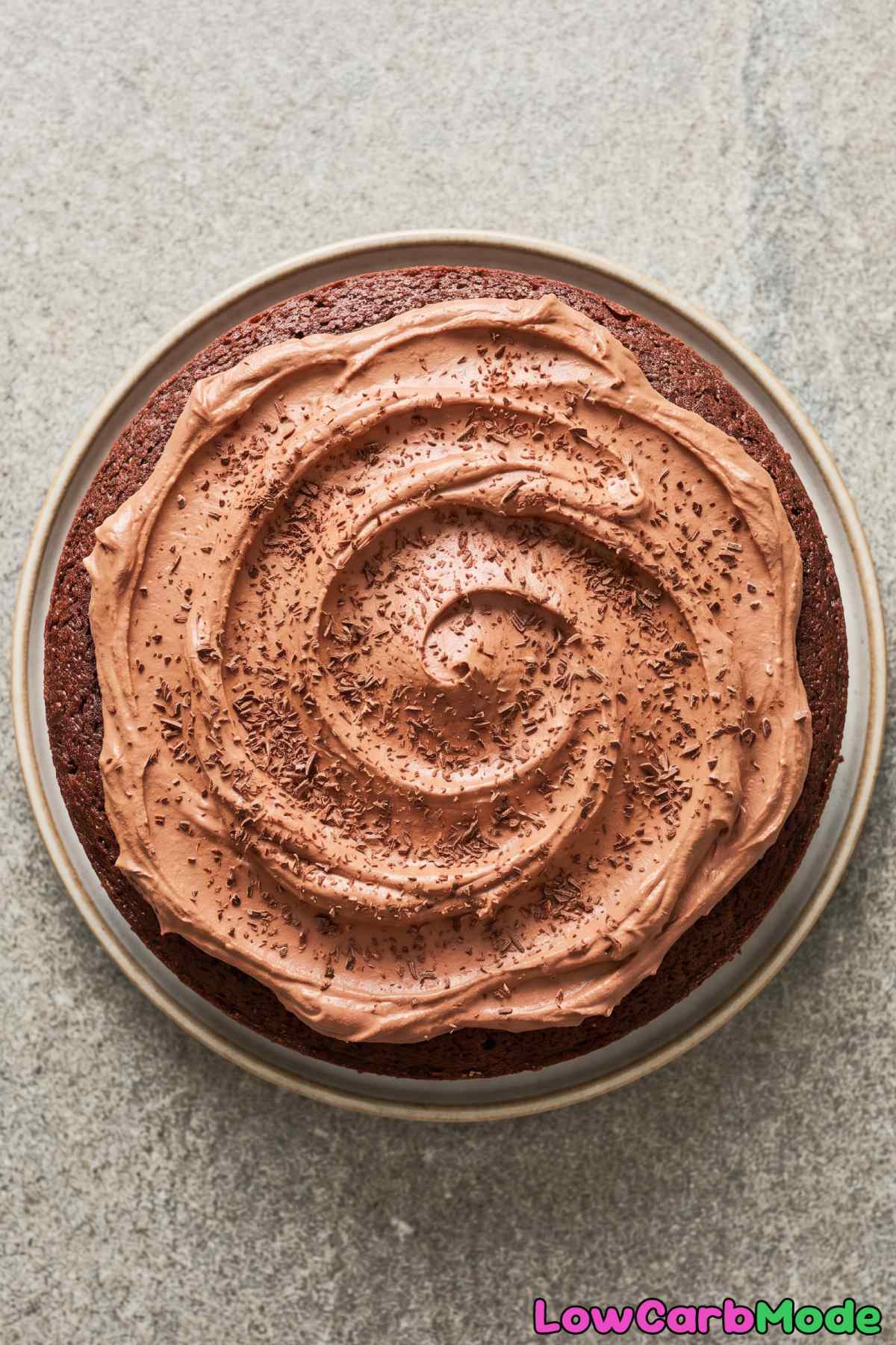Keto chocolate whipped cream cake slice