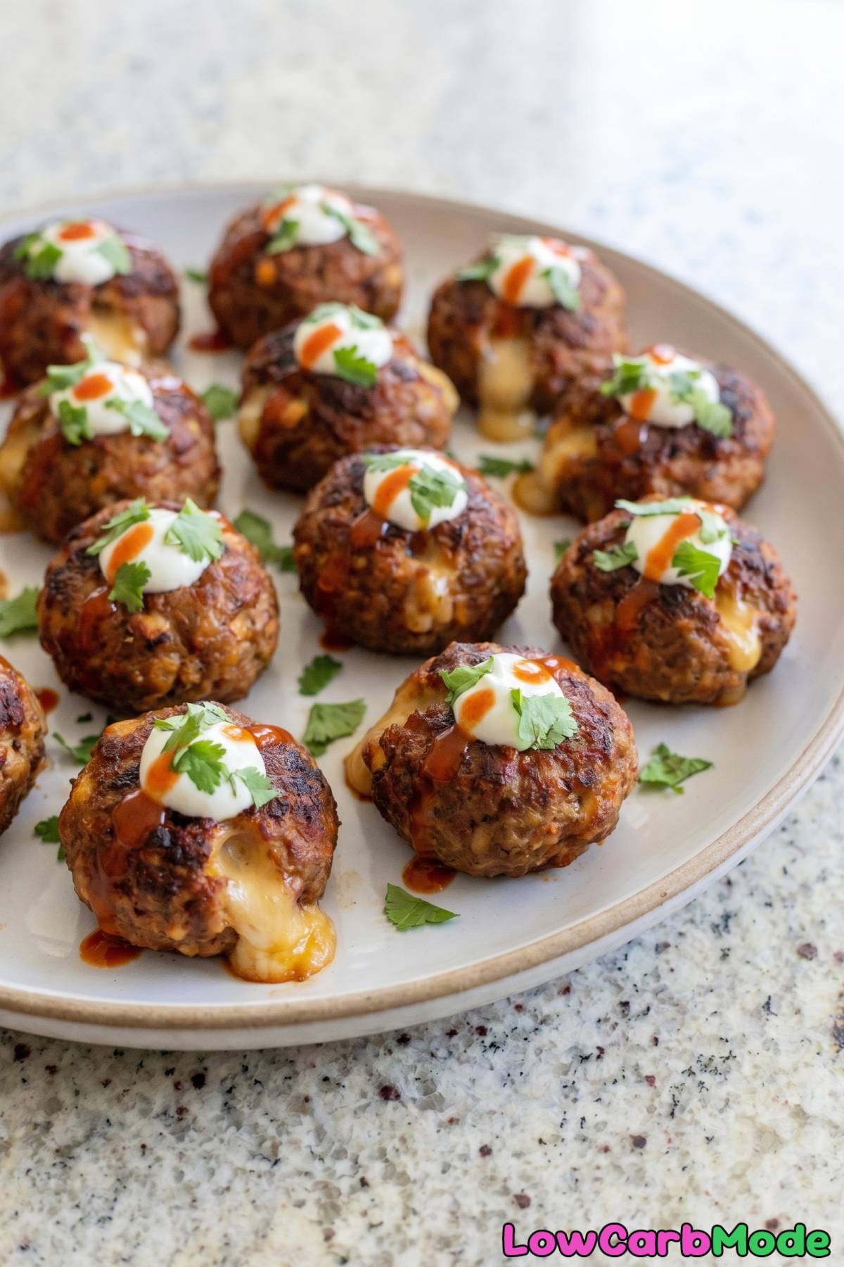 Hearty keto meatballs with chorizo and gouda