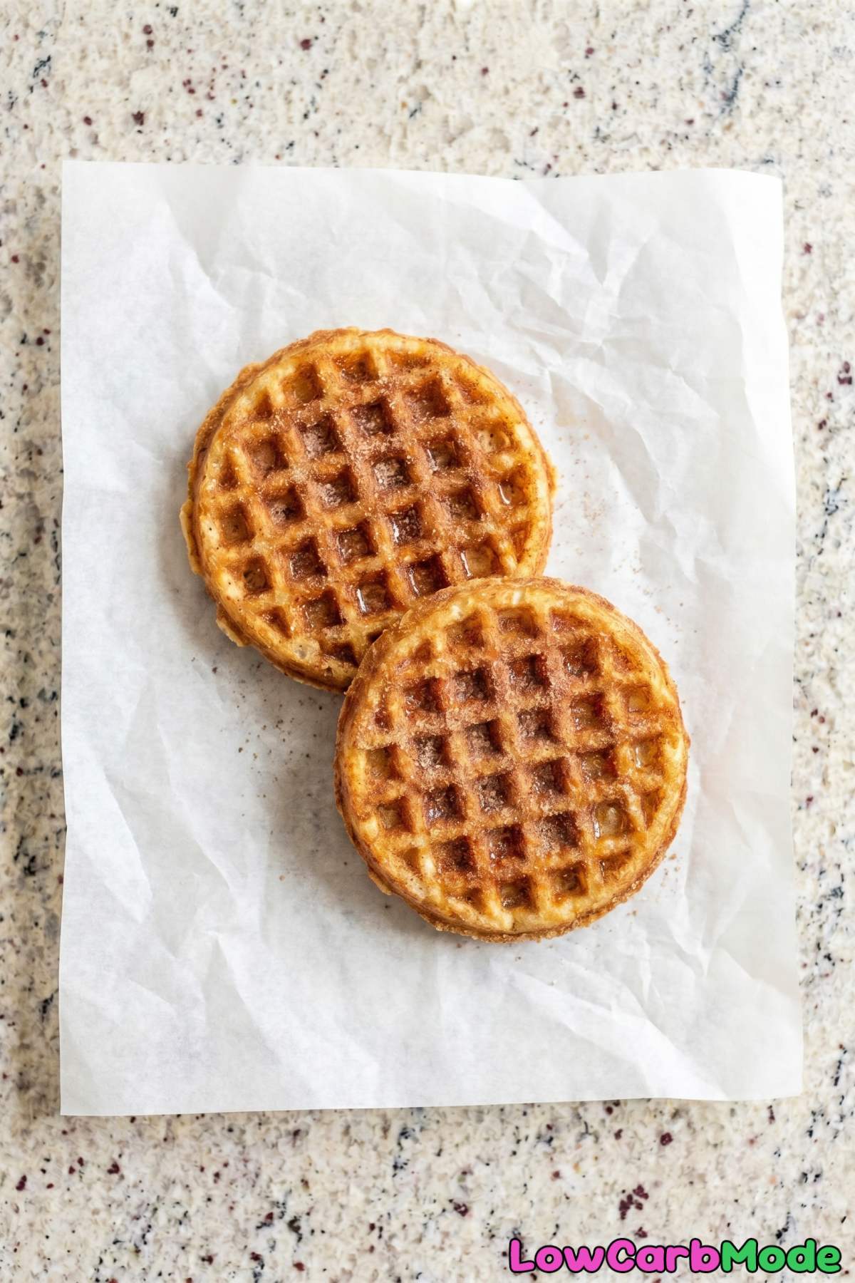 Homemade keto churro chaffles dusted