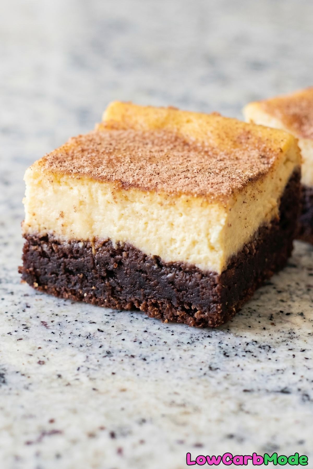 rich keto churro cheesecake brownies