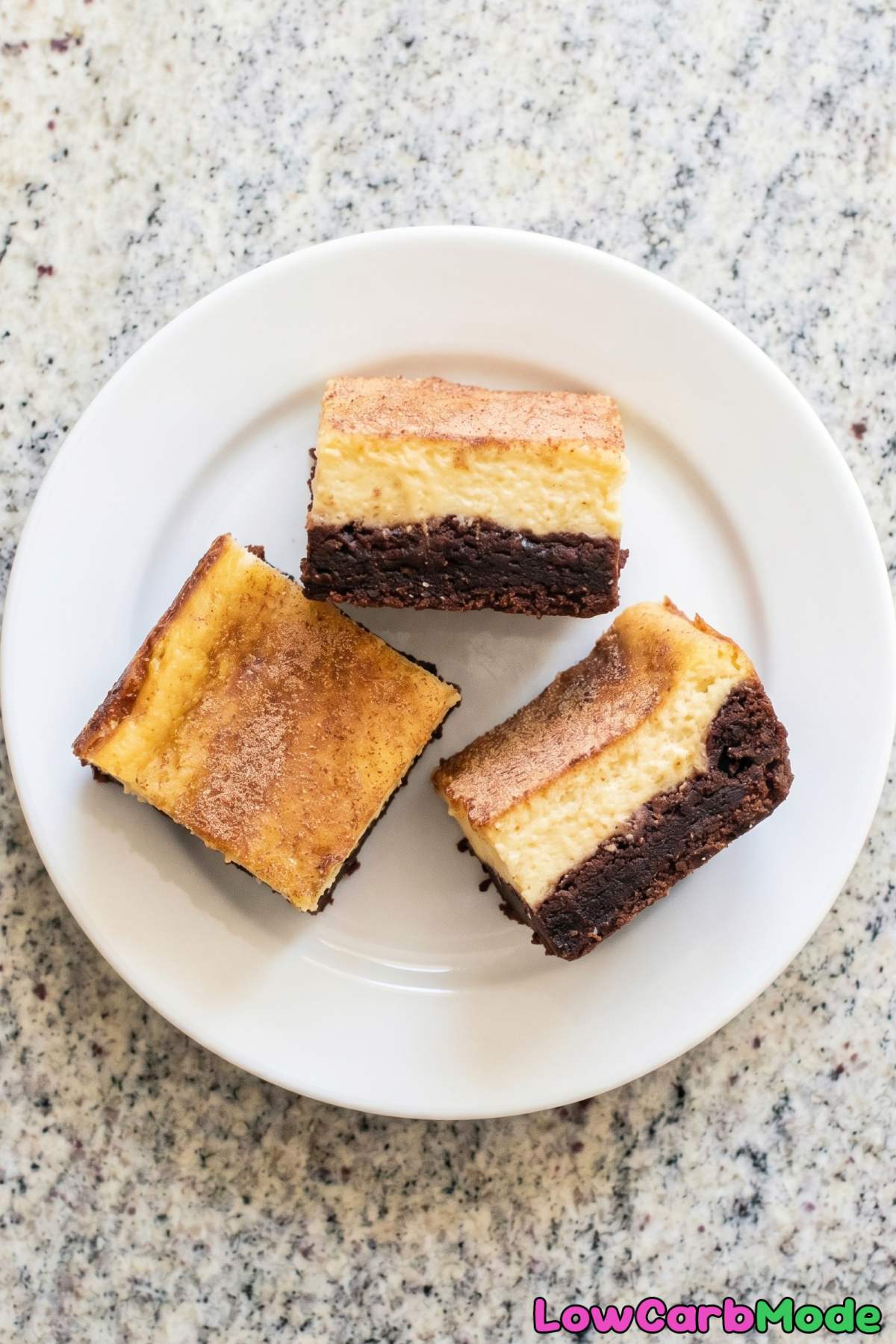 cinnamon keto churro cheesecake brownies