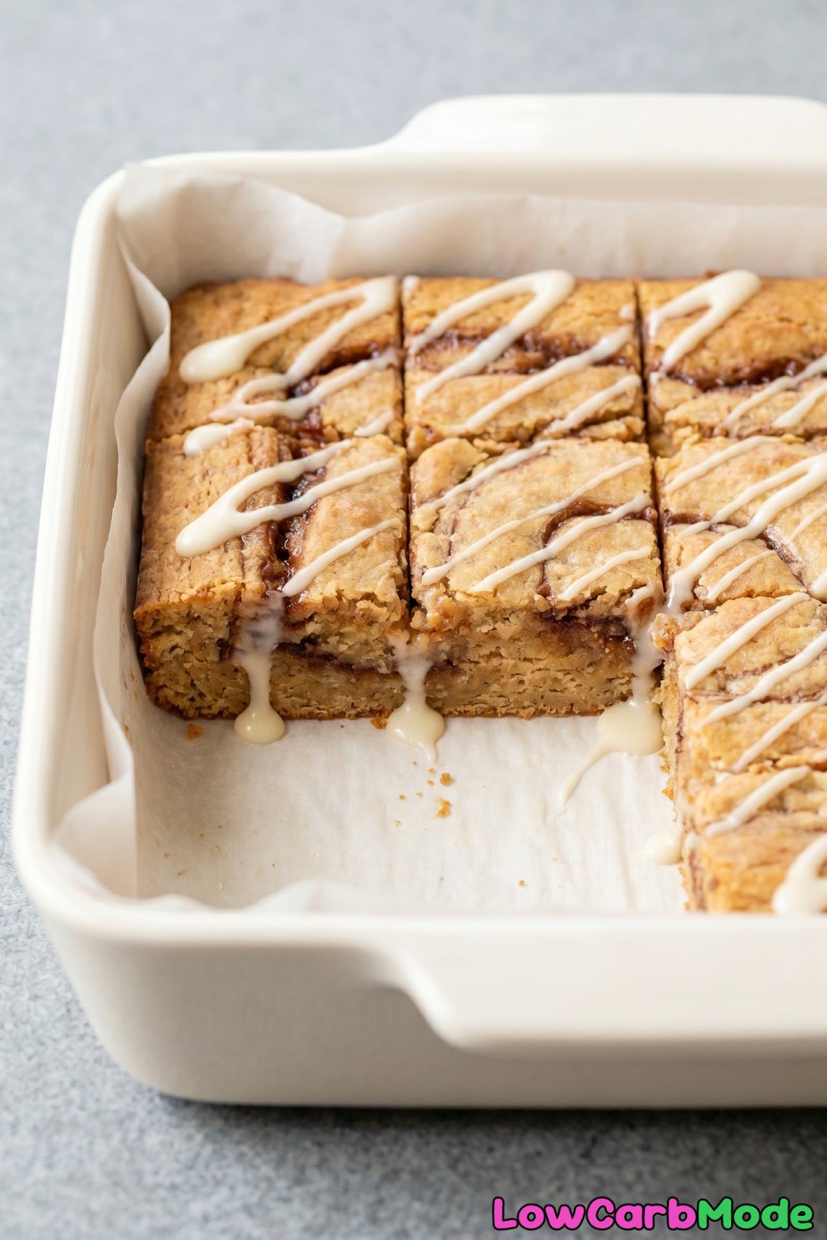 warm cinnamon roll blondies keto style