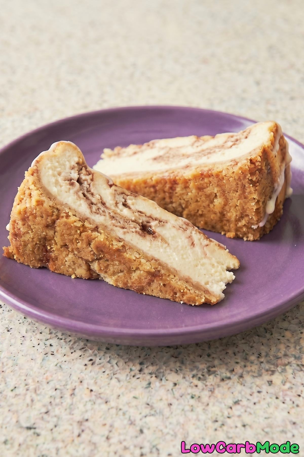 Homemade keto cinnamon roll cheesecake