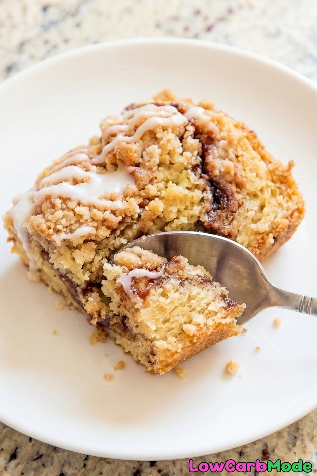 Homemade keto cinnamon swirl coffee cake