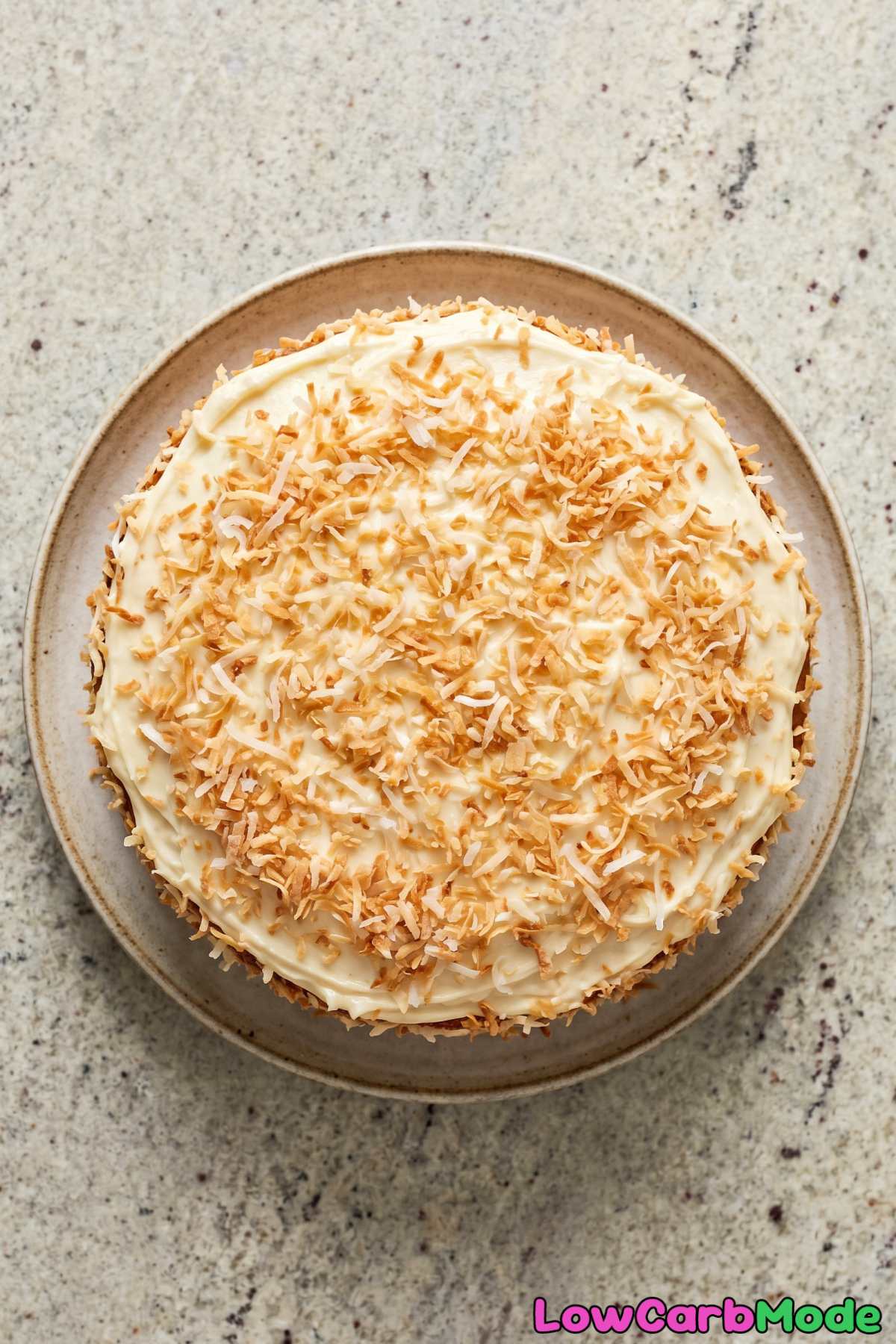 Homemade keto coconut cake with shavings