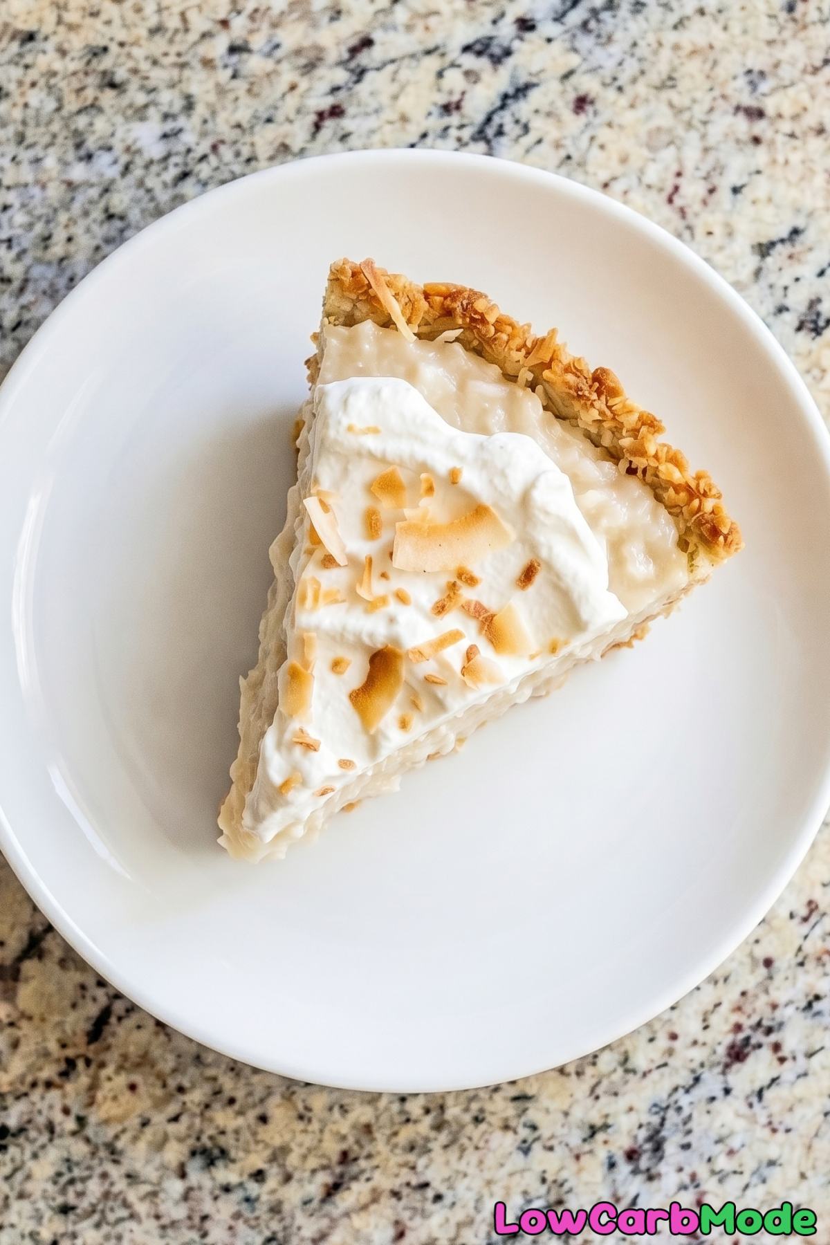 Indulgent keto coconut cream pie wedge