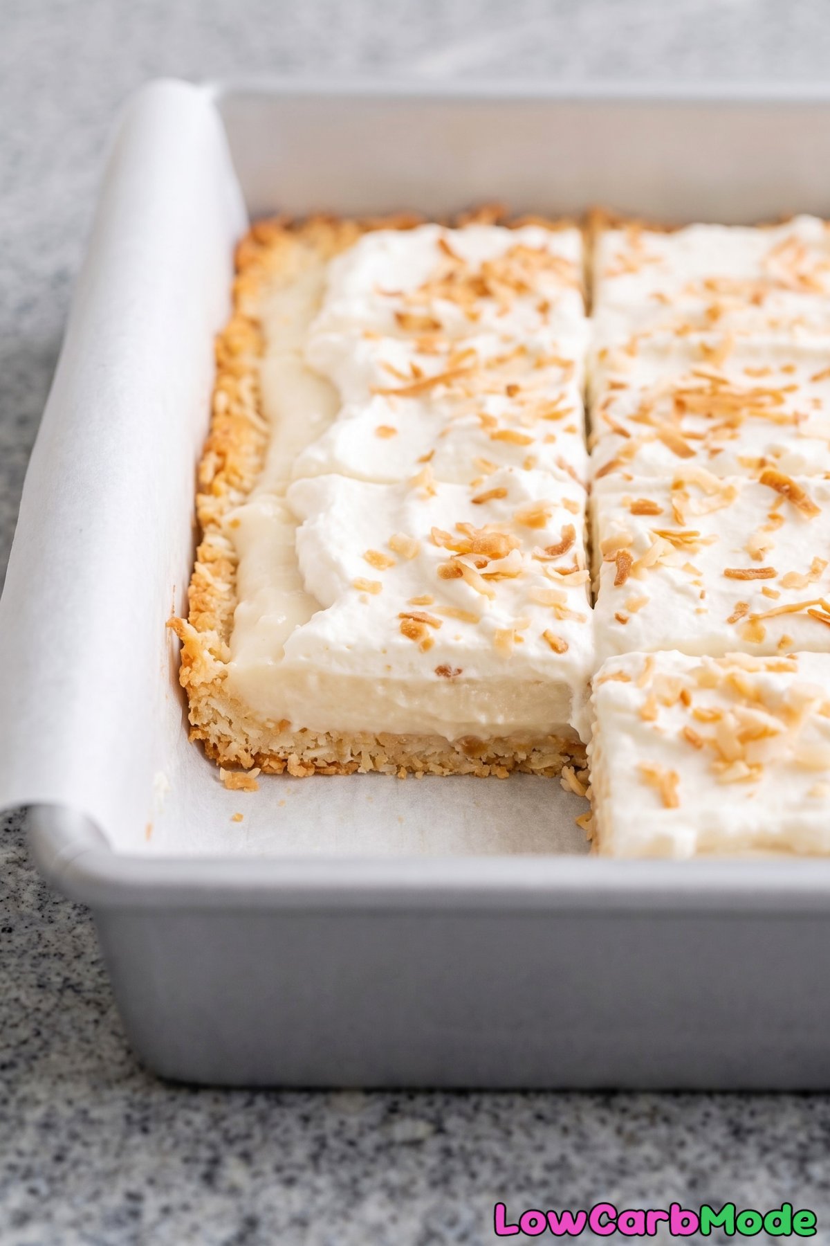 Layered keto coconut cream pie bars