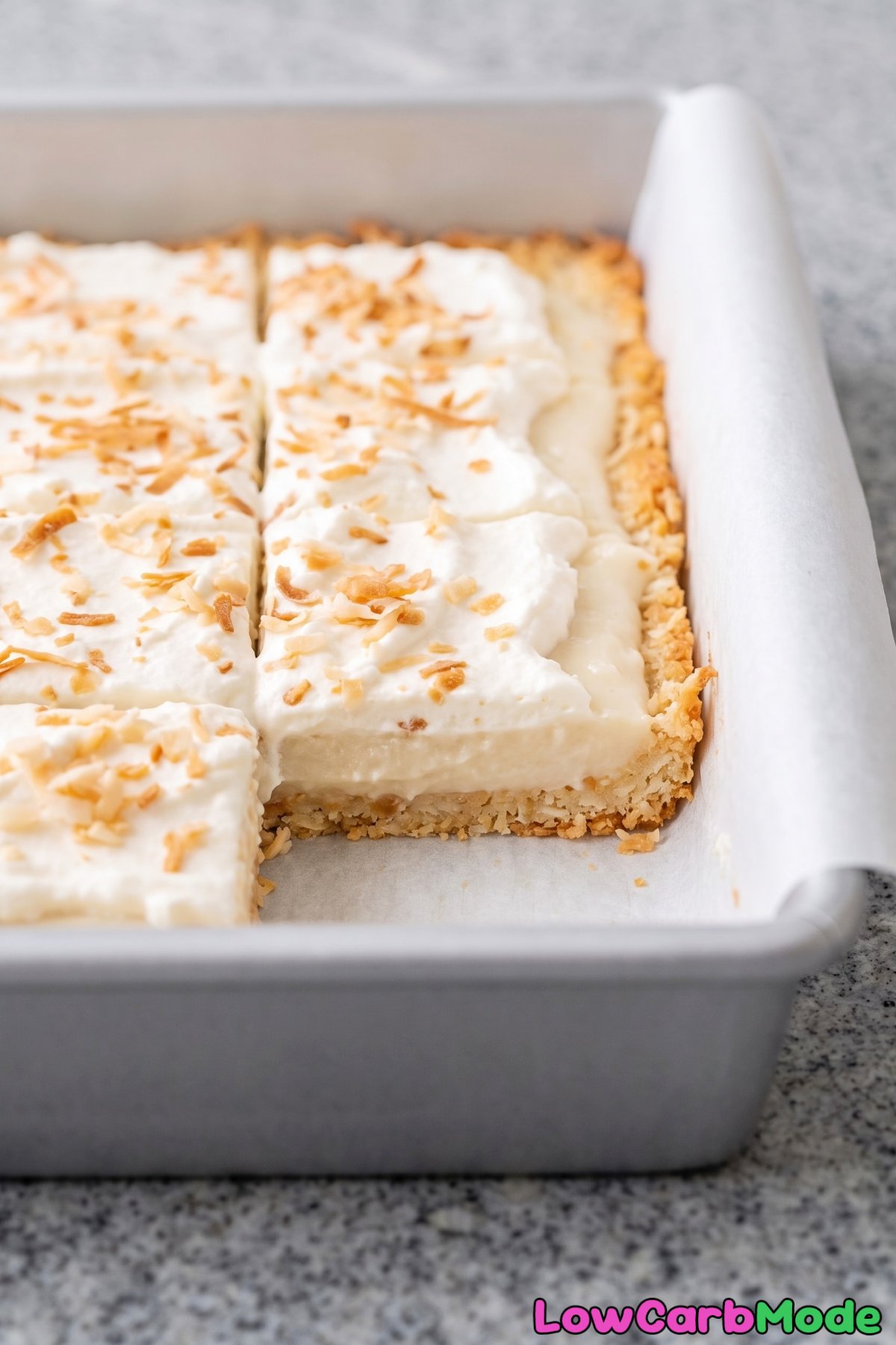 Low carb coconut cream pie slice