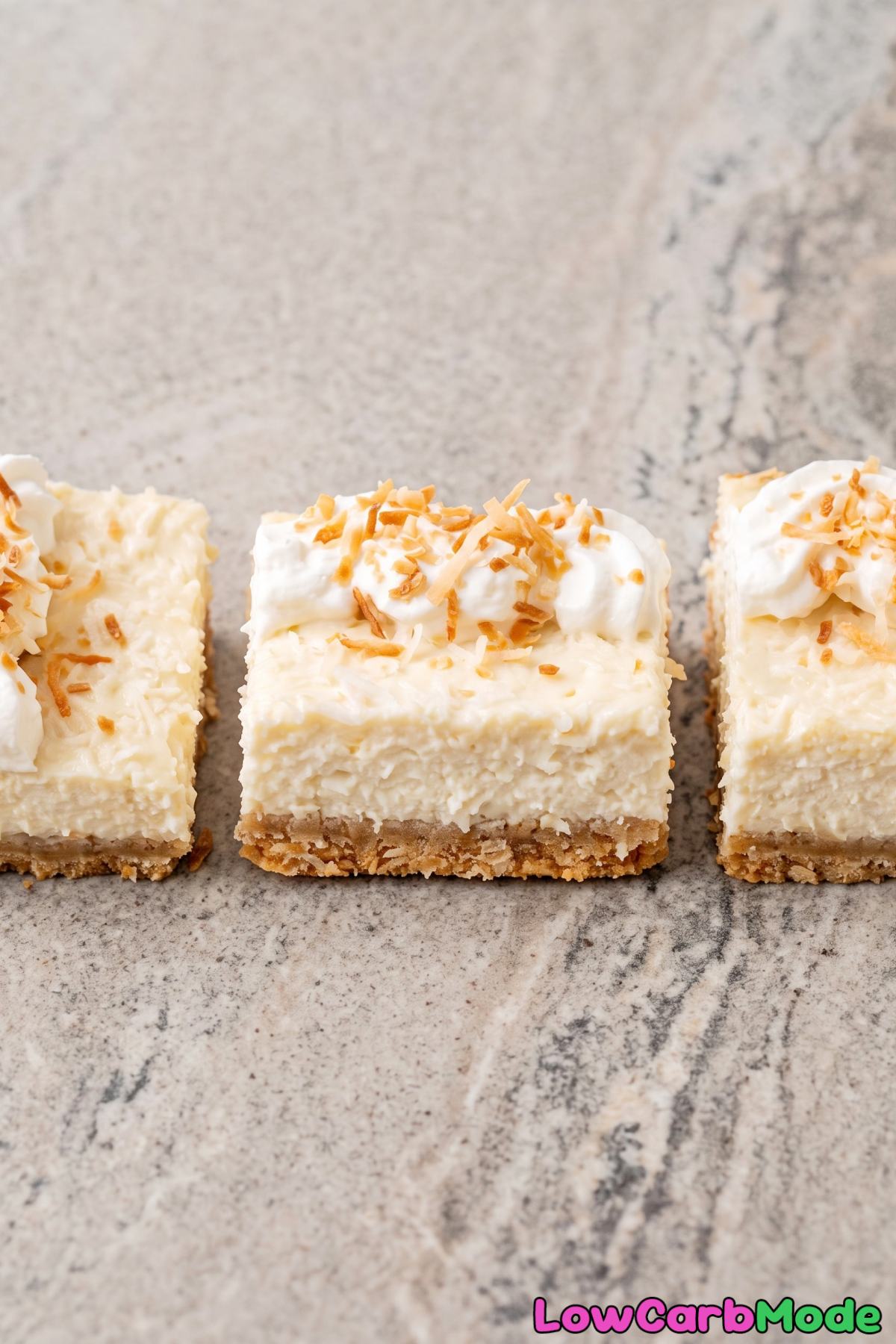 Creamy keto coconut cheesecake bars