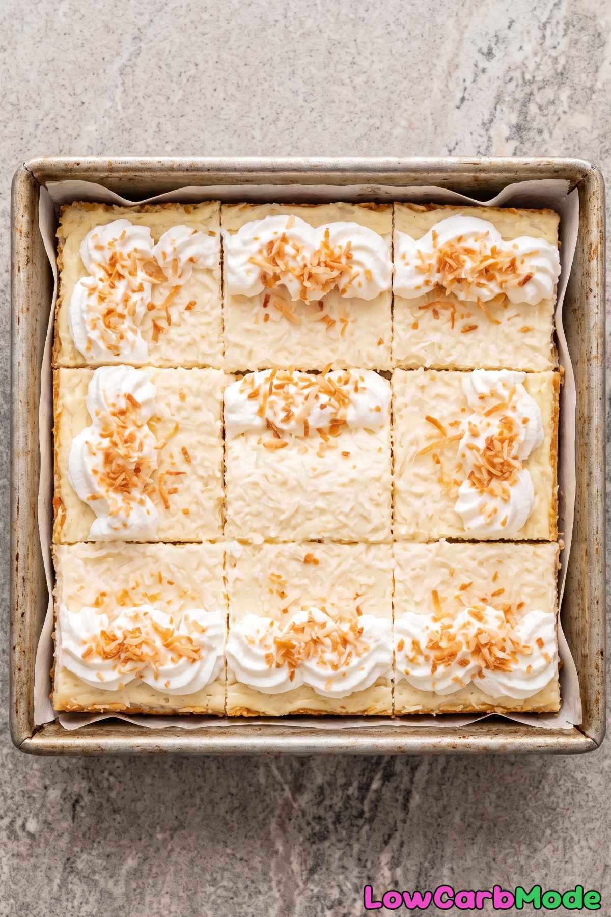 Rich keto coconut cream pie bars