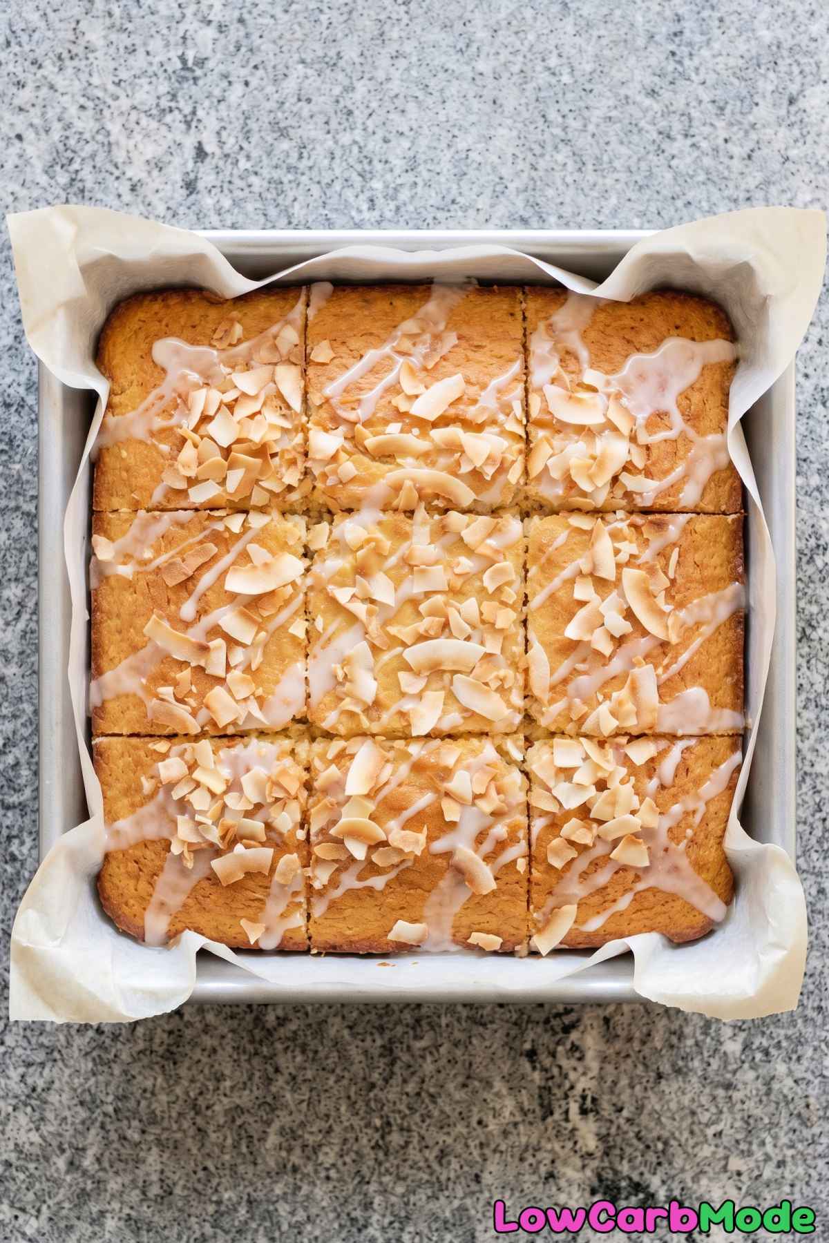 Keto coconut yogurt snack cake slice
