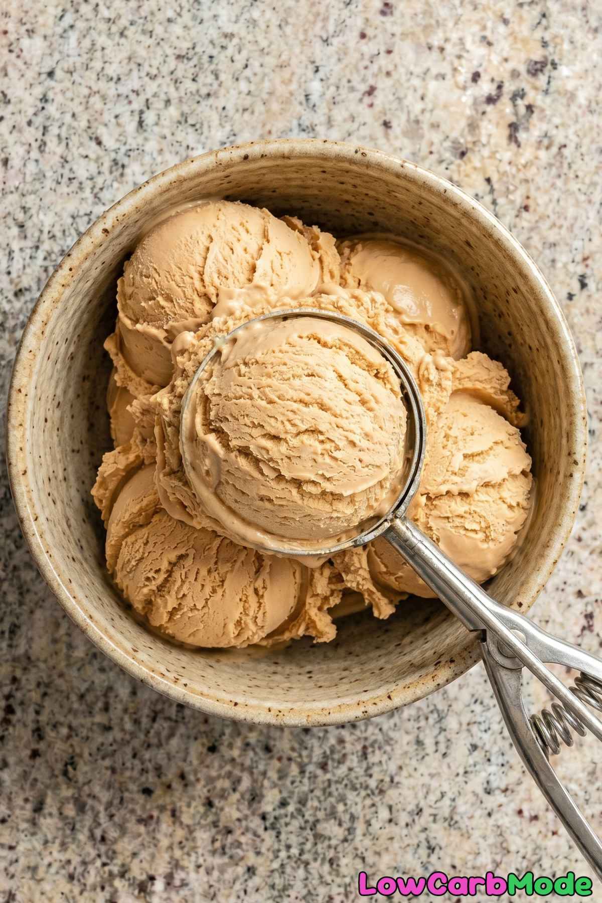 Luscious keto coffee ice cream portion