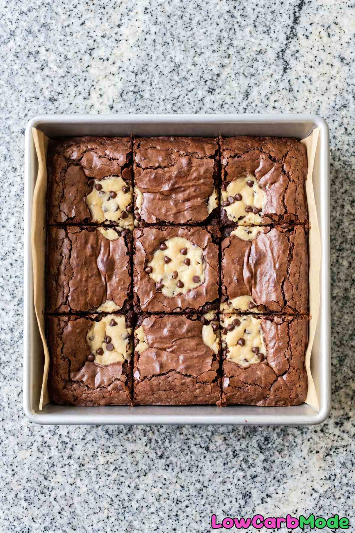 Homemade keto cookie dough stuffed brownies