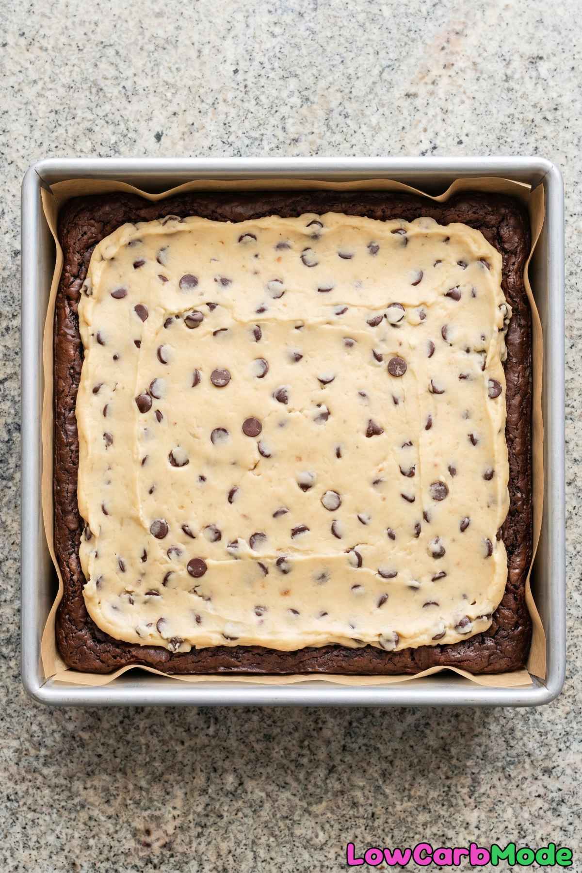 easy keto cookie dough topped brownies