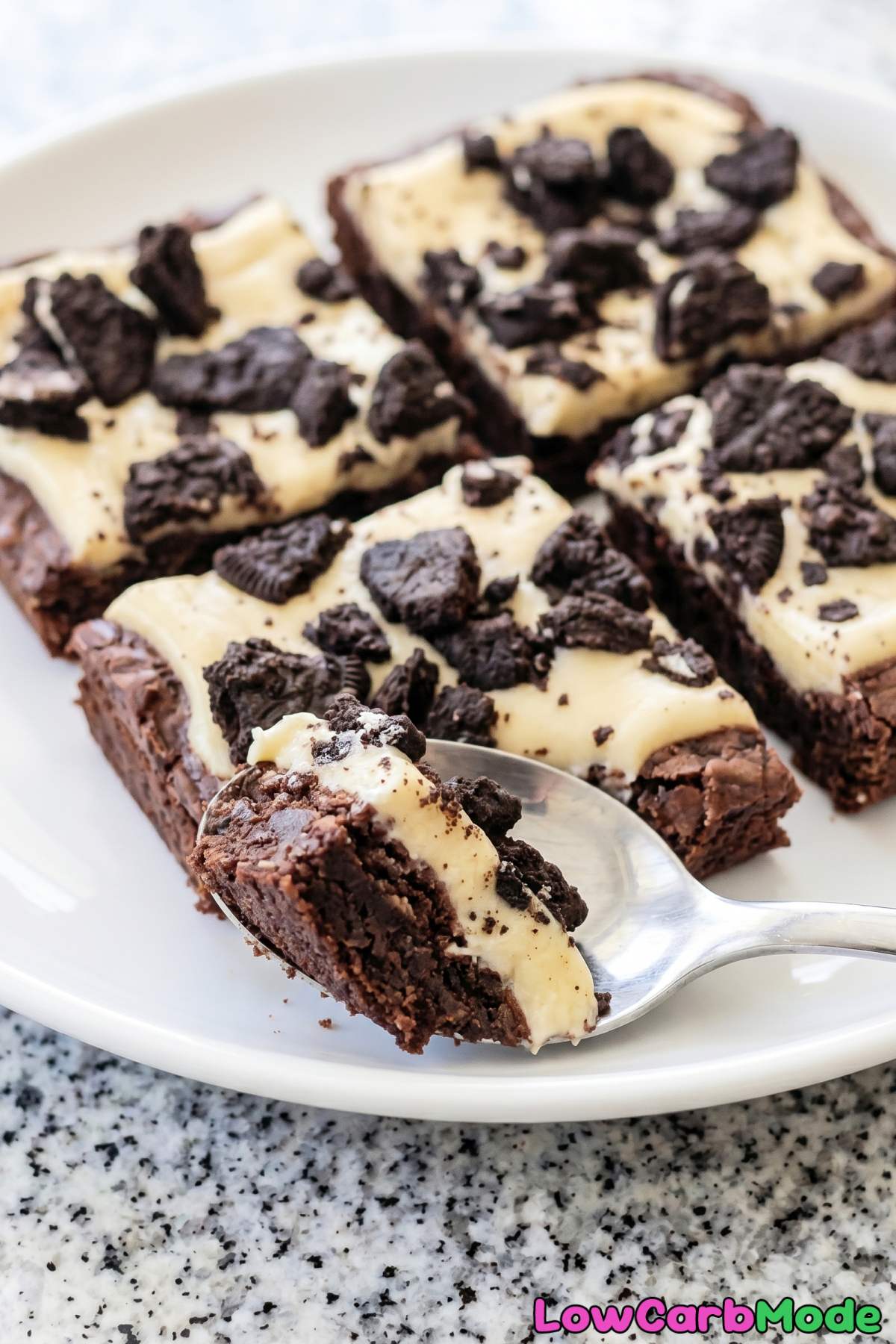 thick keto brownie bars with cookie pieces